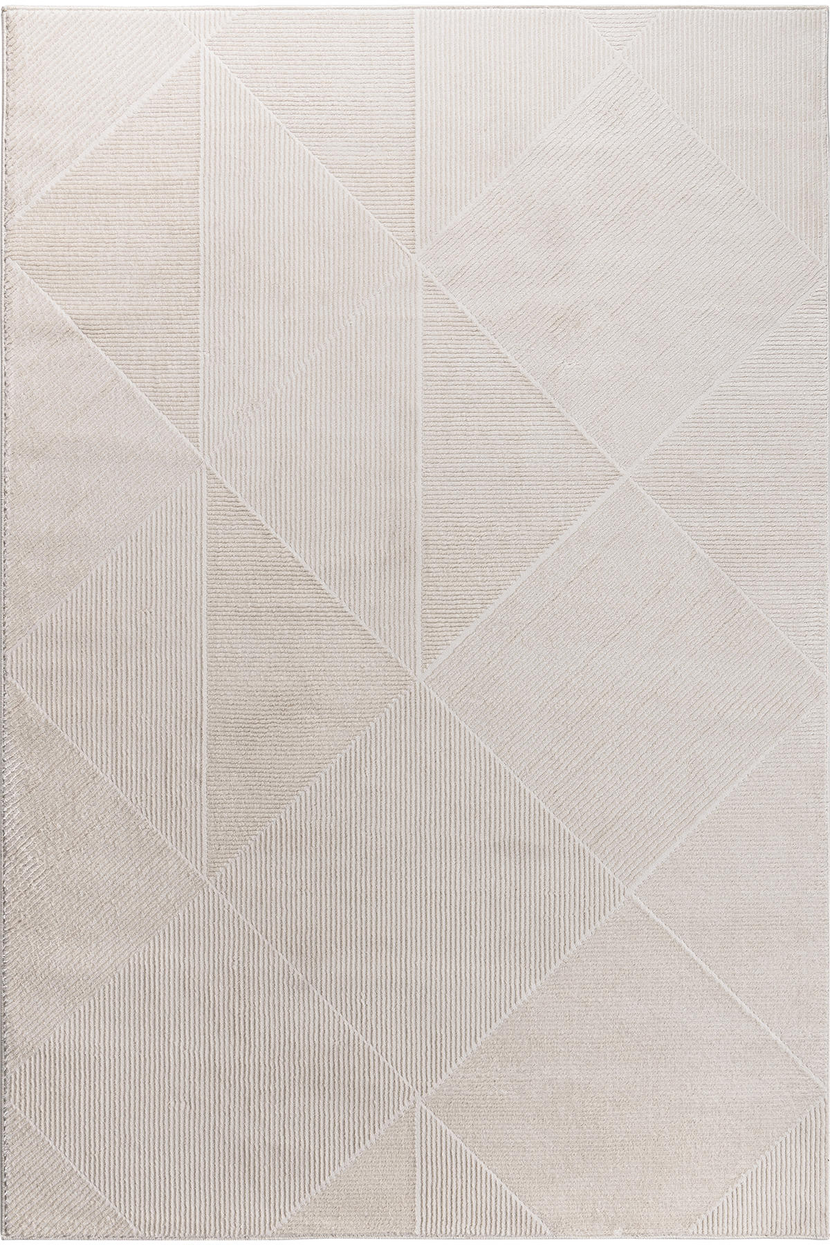 Petra Home Living 0131A Krem 20 mm Polyester Antibakteriyel Yıkanabilir Kalın Kaymaz Lateks Taban Geometrik Dikdörtgen Makine Dokuma Çocuk Odası-Oturma Odası-Salon Halısı 120x180 cm