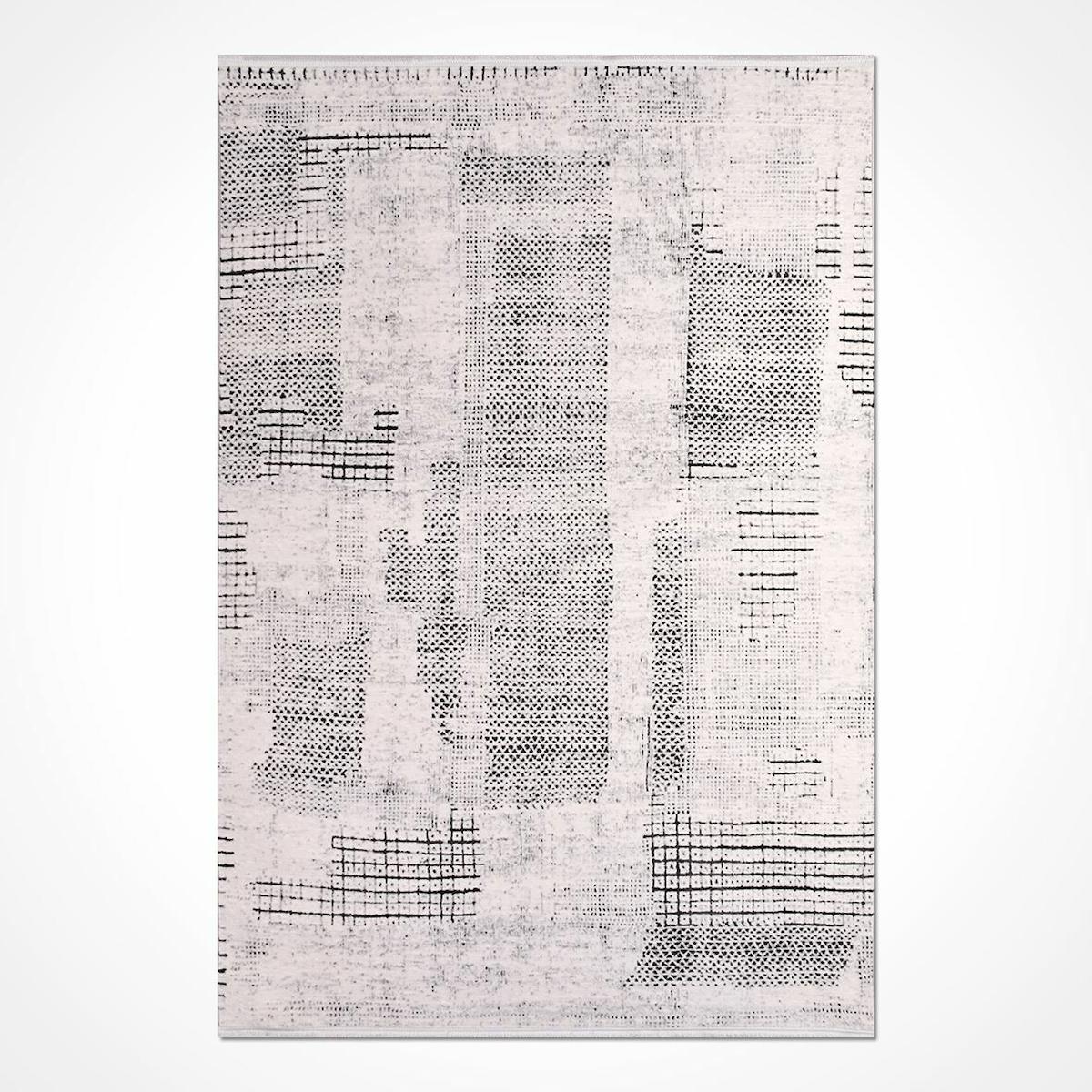 Crea Halı Silver 16556 Krem 6 mm Polyester Toz Tutmaz Yıkanabilir İnce Dikdörtgen Makine Dokuma Salon Halısı 160x230 cm