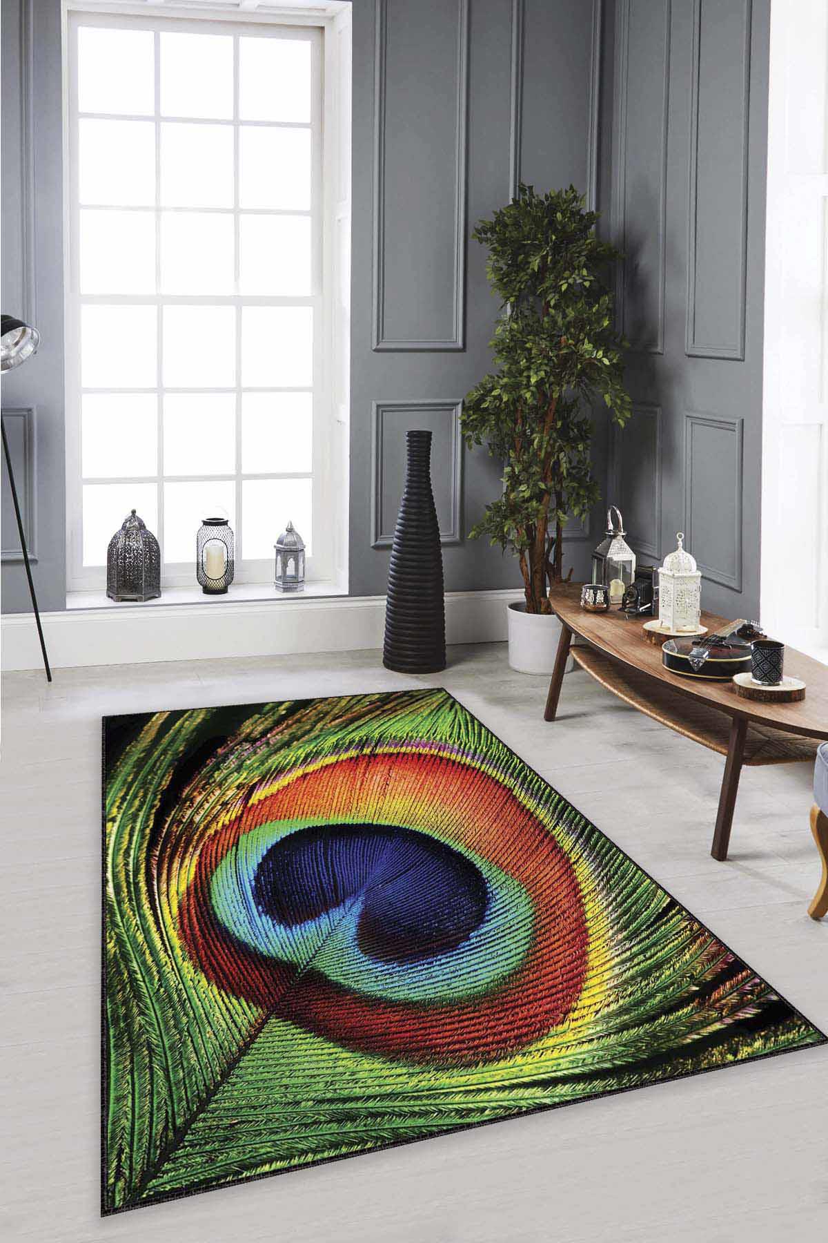 Viva Home RV350 Krem 7 mm Mikropolyester Yıkanabilir Orta Kaymaz Dot Taban Dikdörtgen Makine Dokuma Oturma Odası Halısı 100x300 cm