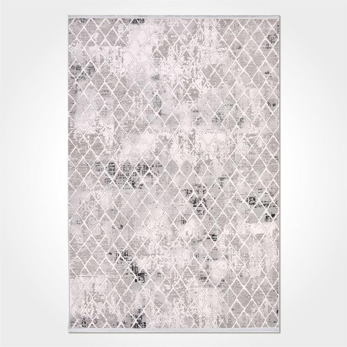 Crea Halı Argilla 15532K Gri 10 mm Akrilik Toz Tutmaz Yıkanabilir Orta Geometrik Dikdörtgen Makine Dokuma Salon Halısı 120x180 cm