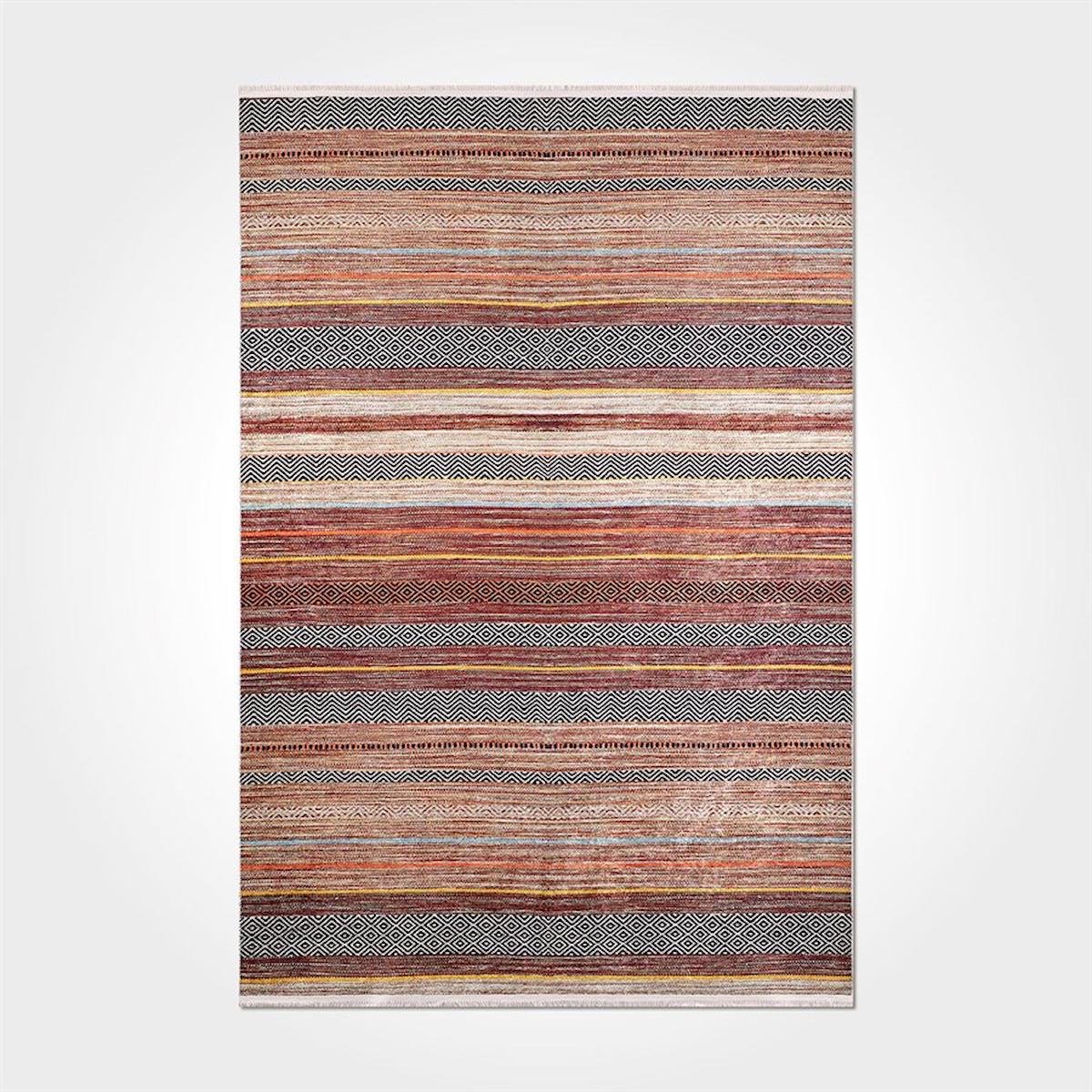 Crea Halı 2114PC Kahverengi Pamuk-Polyester Yıkanabilir İnce Kaymaz Dikdörtgen Makine Dokuma Salon Halısı 160x230 cm