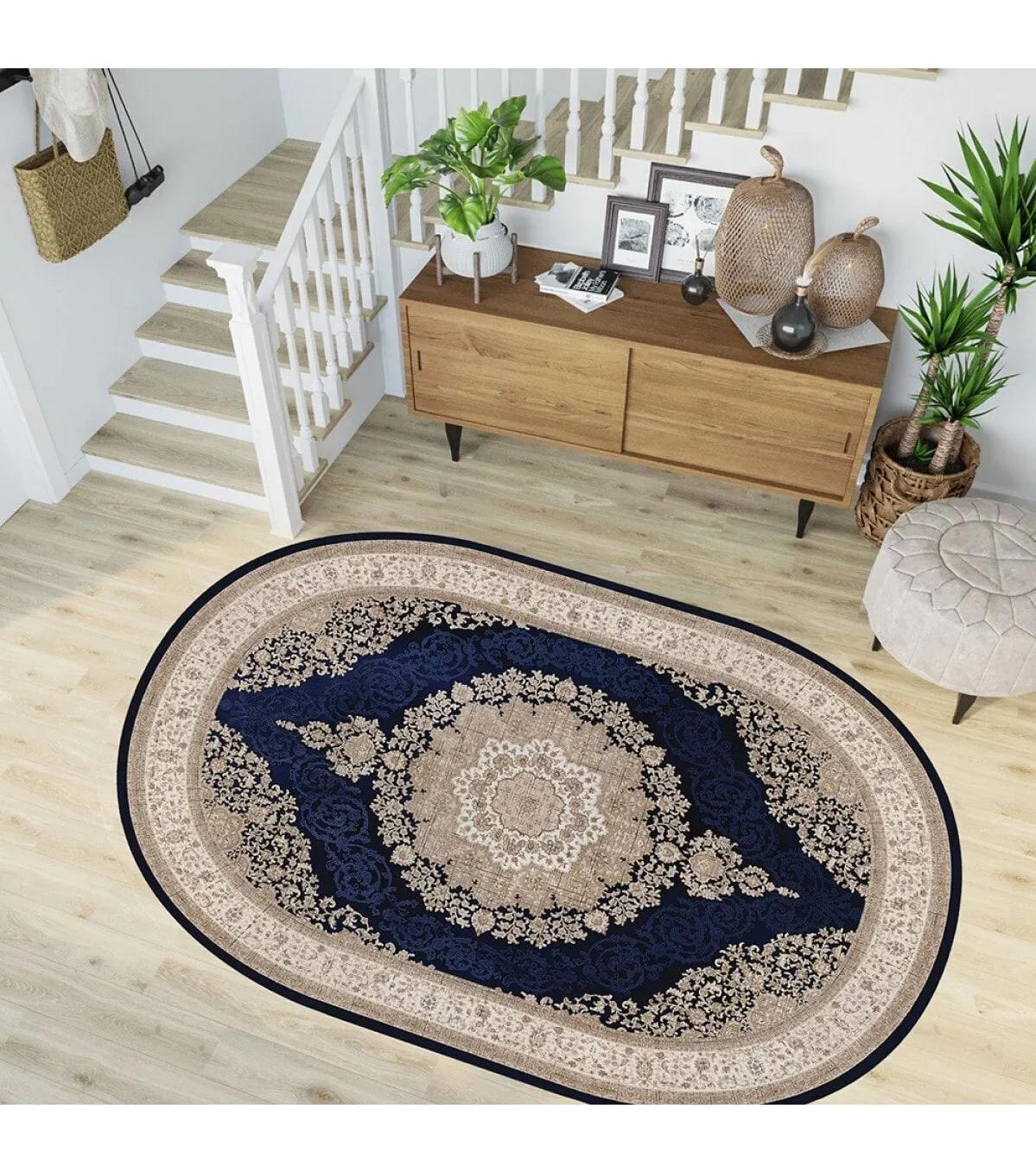 Rovigo Home RVG7227-HT996 Çok Renkli 8 mm Polyester Yıkanabilir Orta Kaymaz Dot Taban Dikdörtgen Makine Dokuma Salon Halısı 120x180 cm