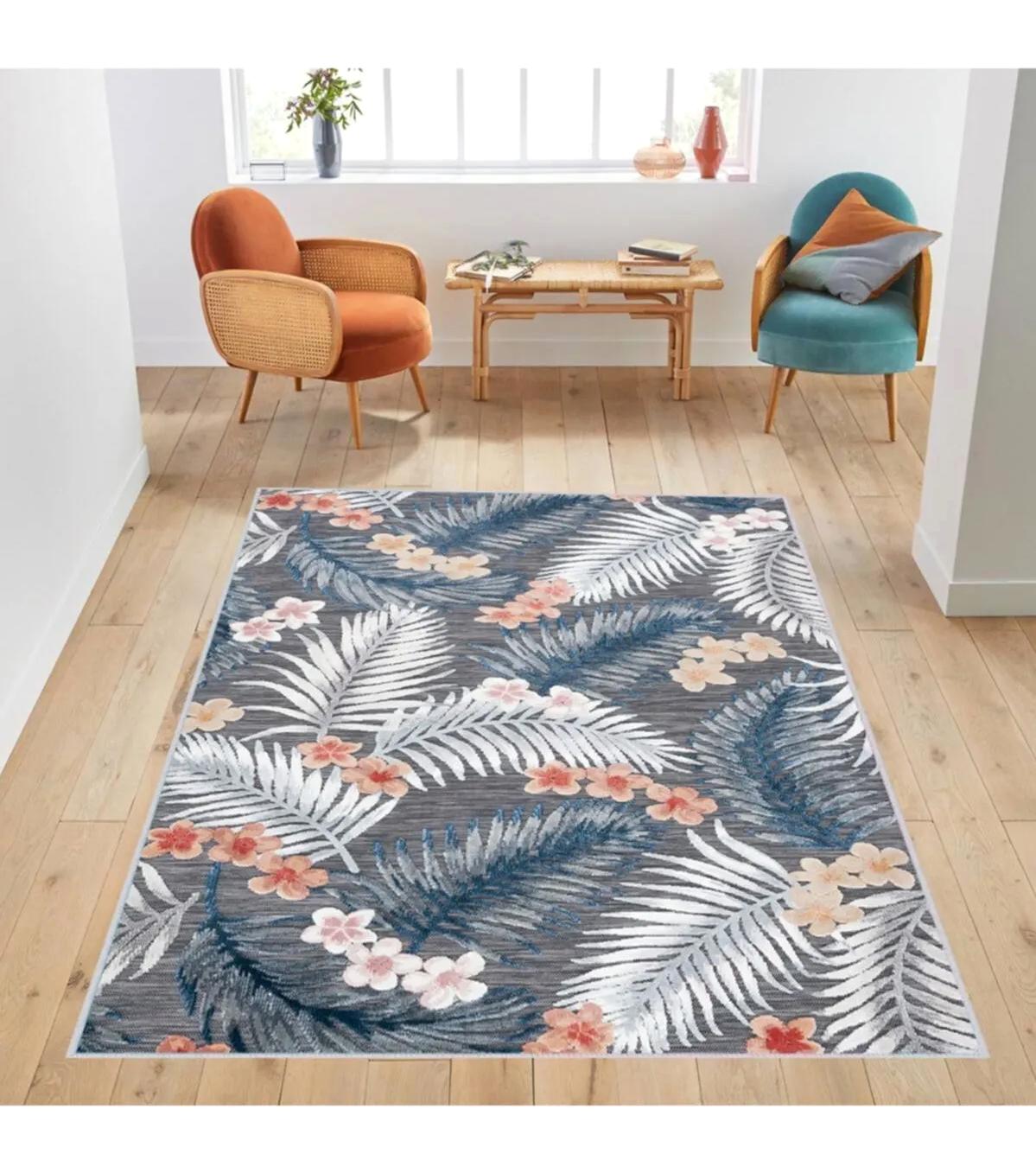 Rovigo Home RVG1768 Gri 8 mm Polyester Antibakteriyel-Leke Tutmaz-Toz Tutmaz Yıkanabilir İnce Kaymaz Dot Taban Dikdörtgen Makine Dokuma Salon Halısı 80x150 cm