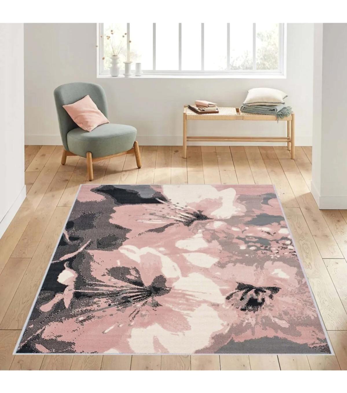Rovigo Home RVG1421 Çok Renkli 8 mm Polyester Antibakteriyel-Leke Tutmaz-Toz Tutmaz Yıkanabilir İnce Kaymaz Dot Taban Dikdörtgen Makine Dokuma Salon Halısı 160x230 cm