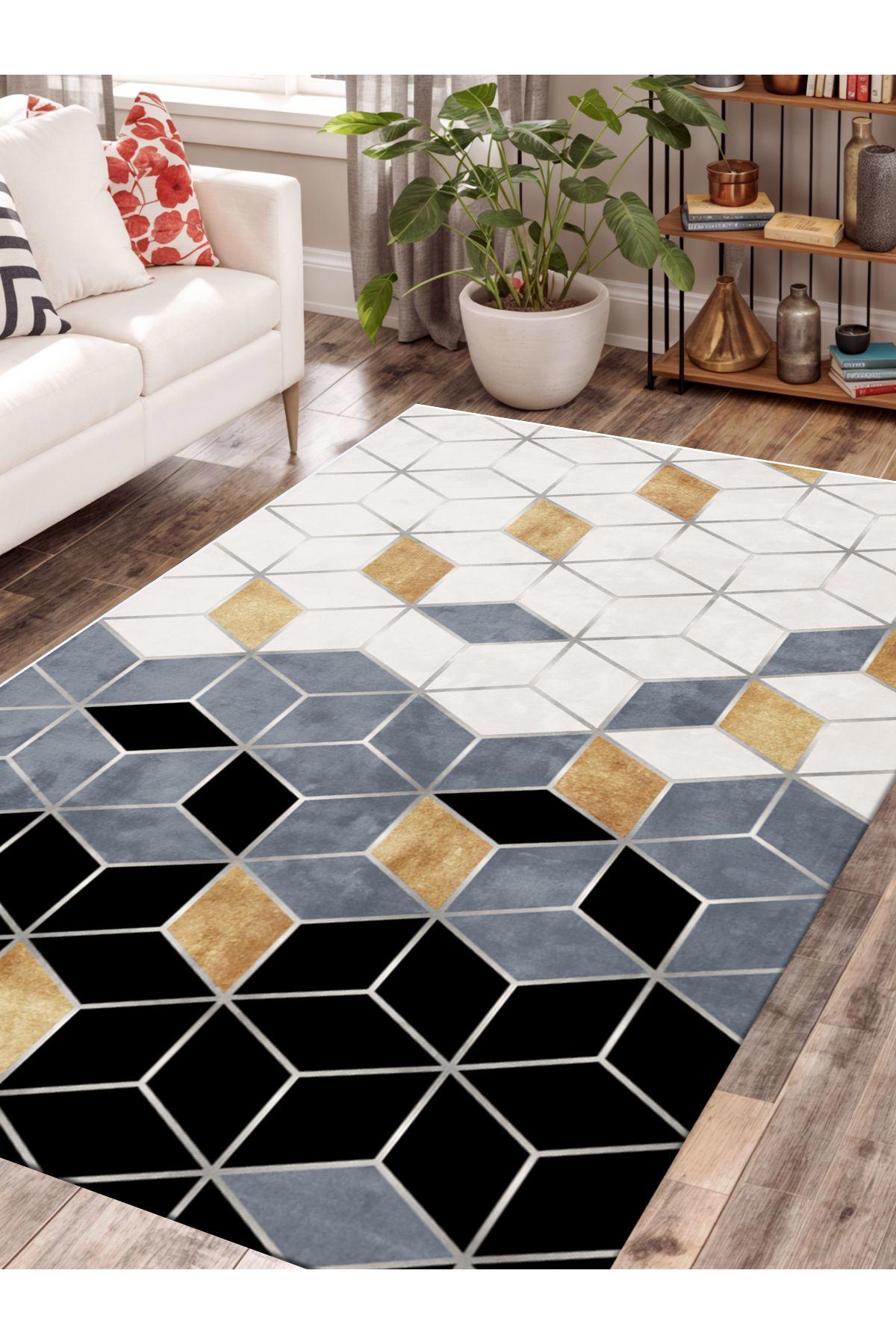İnspira Gri 12 mm Polyester Kaymaz Taban Dikdörtgen Halı 200x300 cm