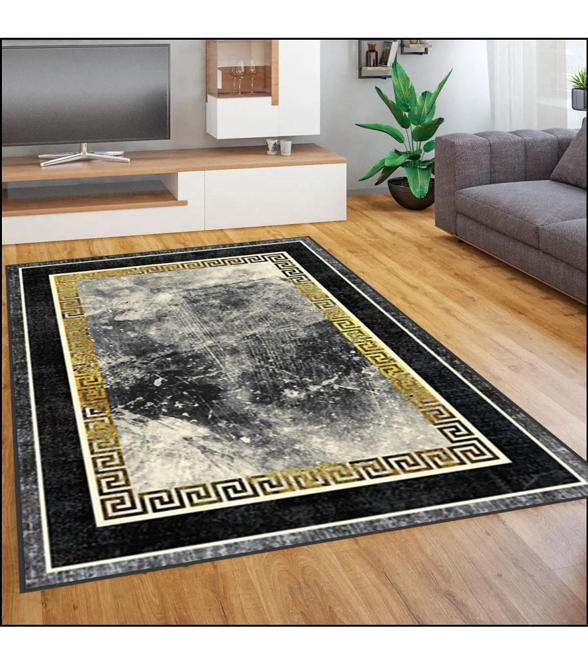 Rovigo Home RVG1917-HT1110 Çok Renkli 8 mm Polyester Antibakteriyel-Leke Tutmaz-Toz Tutmaz Yıkanabilir İnce Kaymaz Dot Taban Dikdörtgen Makine Dokuma Salon Halısı 120x200 cm