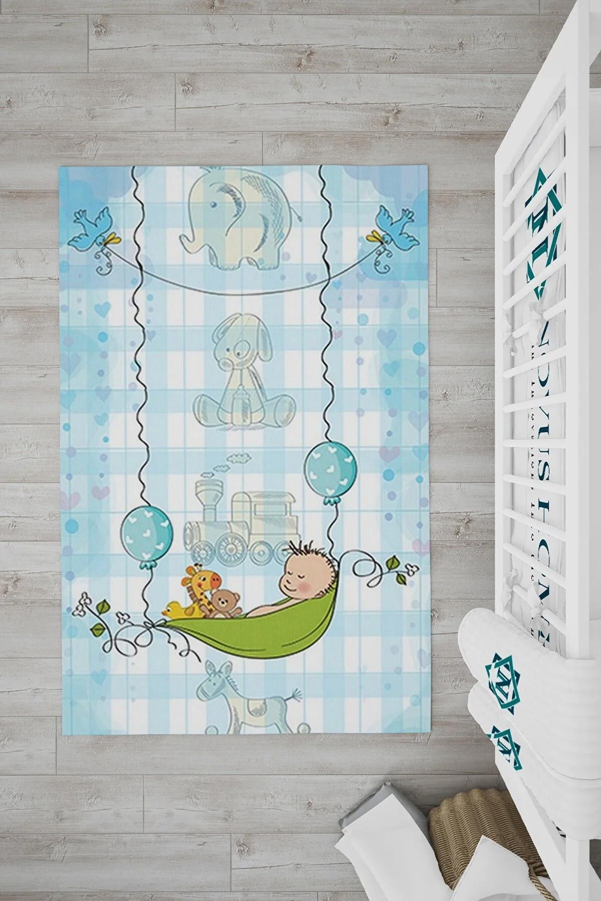 Novus Home Verona Serisi Krem 6 mm Polyester Antibakteriyel-Toz Tutmaz-Yalıtıma Yardımcı Yıkanabilir İnce Kaymaz Taban Yuvarlak Makine Dokuma Çocuk Odası Halısı 200x290 cm