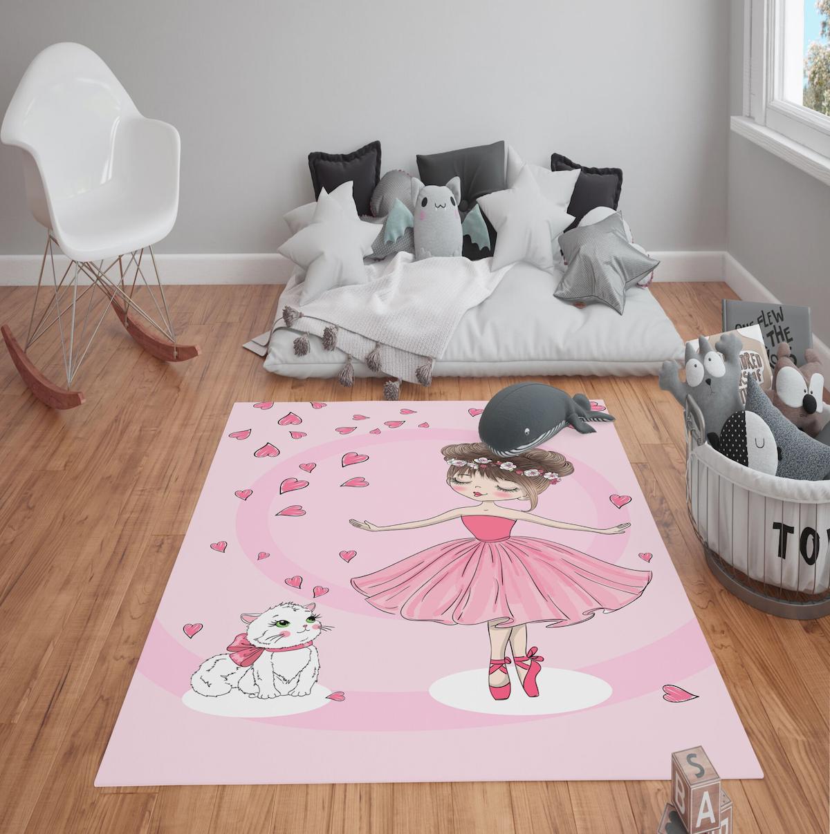 Doruklar Home Collection Krem 0.7 mm Antibakteriyel Yıkanabilir Kalın Kaymaz Taban Dikdörtgen Makine Dokuma Çocuk Odası Halısı 200x290 cm