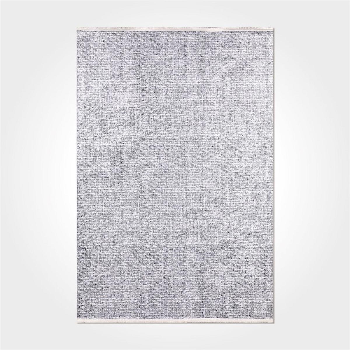 Crea Halı 2195PC Gri Pamuk-Polyester Yıkanabilir İnce Kaymaz Dikdörtgen Makine Dokuma Salon Halısı 100x150 cm