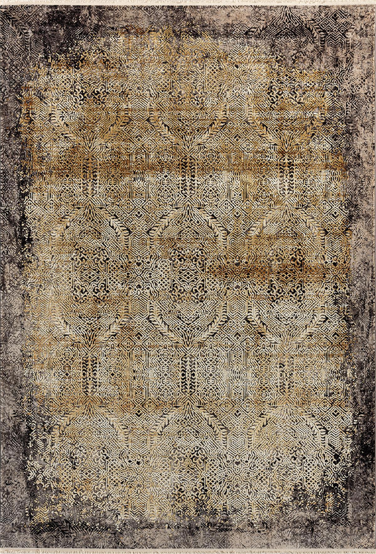 Sanat Halı Oasis 1876 Çok Renkli 8 mm Viskon Antibakteriyel Yıkanabilir Kalın Kaymaz Lateks Taban Dikdörtgen Makine Dokuma Salon Halısı 100x150 cm