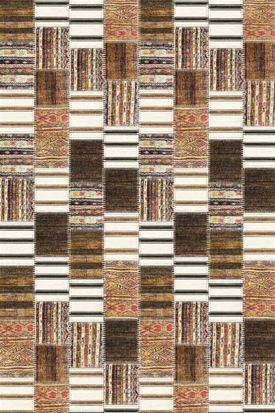 Kreasyon Halı Pandora 2738 Vizon 5 mm Polyester Yıkanabilir İnce Kaymaz Pamuk Taban Dikdörtgen Makine Dokuma Salon Halısı 160x230 cm