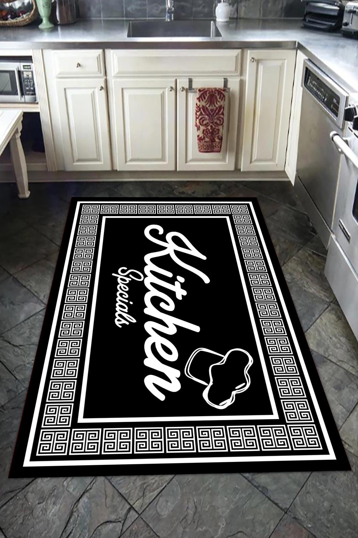 Doruklar Home Collection Çok Renkli 0.7 mm Polyester Antibakteriyel Yıkanabilir Kalın Kaymaz Taban Yazılı Dikdörtgen Makine Dokuma Salon Halısı 120x200 cm