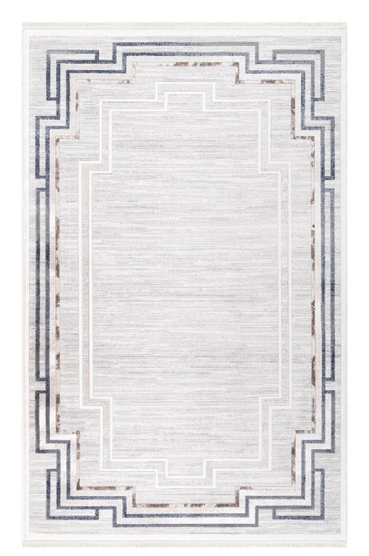 İpek Mekik Halı Anisa 15950 Mavi 10 mm Akrilik Yıkanabilir Orta Kaymaz Jüt Taban Dikdörtgen Makine Dokuma Antre-Çocuk Odası-Salon-Yatak Odası Halısı 140x200 cm