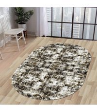 Dijidekor K1310 Çok Renkli 6 mm Polyester Yıkanabilir Orta Kaymaz Dot Taban Oval Makine Dokuma Salon Halısı 120x200 cm