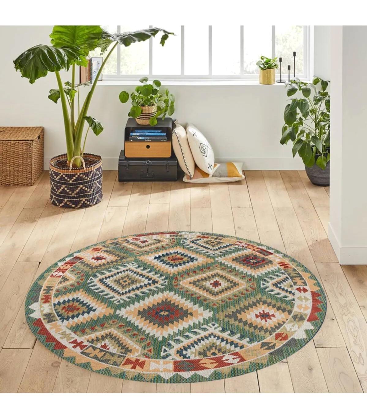 Rovigo Home RVG7162 Çok Renkli 8 mm Polyester Antibakteriyel-Leke Tutmaz-Toz Tutmaz Yıkanabilir İnce Kaymaz Dot Taban Yuvarlak Makine Dokuma Salon Halısı 80x500 cm