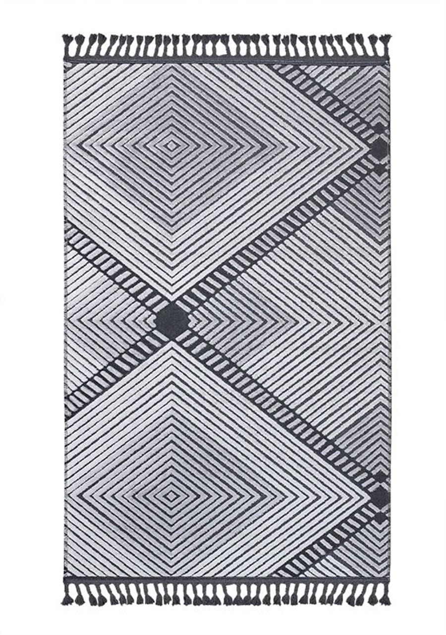 Kreasyon Halı Rönesans 9205 Gri 3 mm Akrilik Antialerjenik Yıkanabilir İnce Kaymaz Pamuk Taban Dikdörtgen Makine Dokuma Salon Halısı 133x190 cm