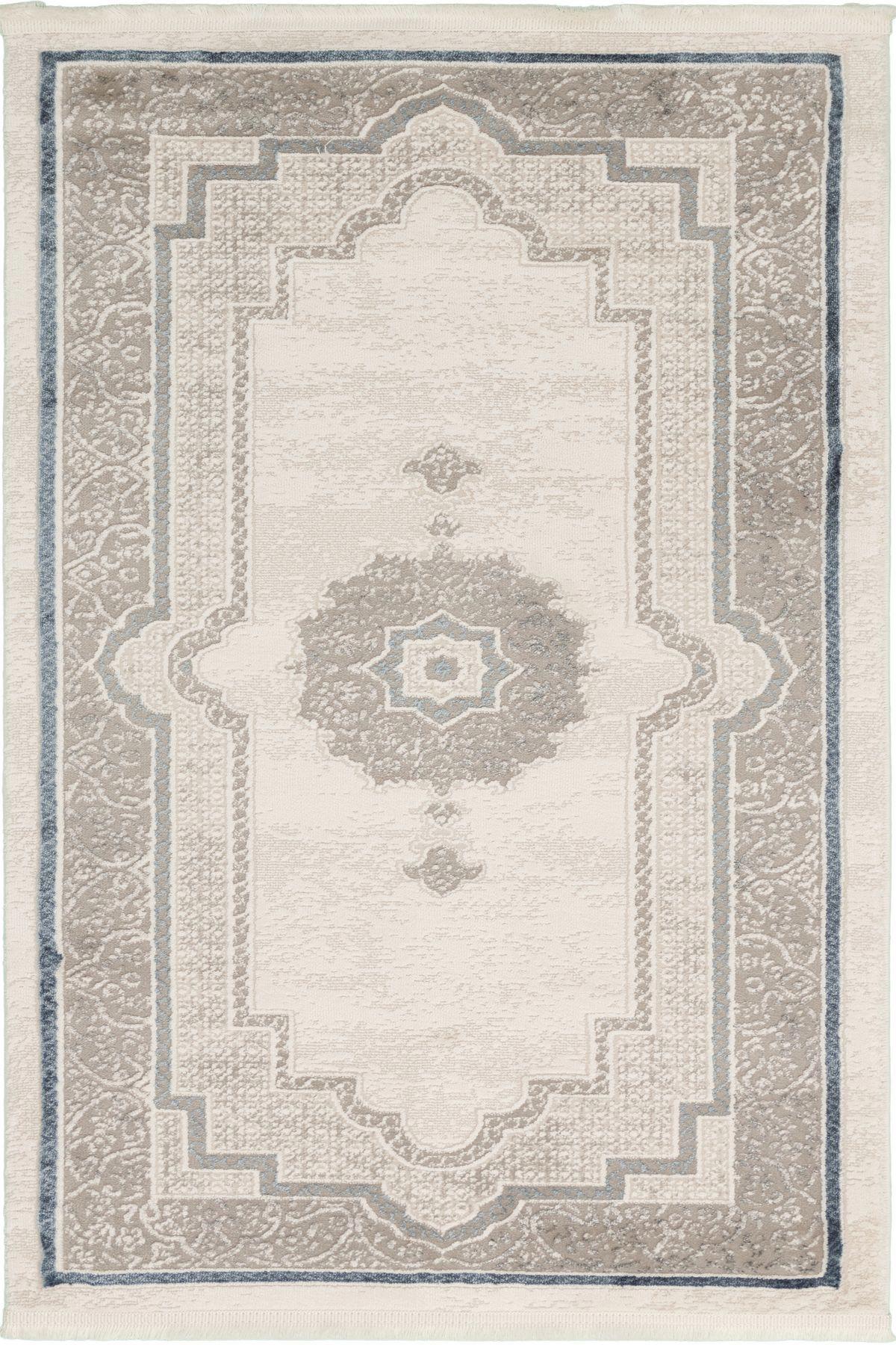 Tuğra Halı Bloom BM04 Gri 10 mm Akrilik Toz Tutmaz Yıkanabilir İnce Dikdörtgen Makine Dokuma Antre-Oturma Odası-Salon-Yatak Odası Halısı 80x200 cm