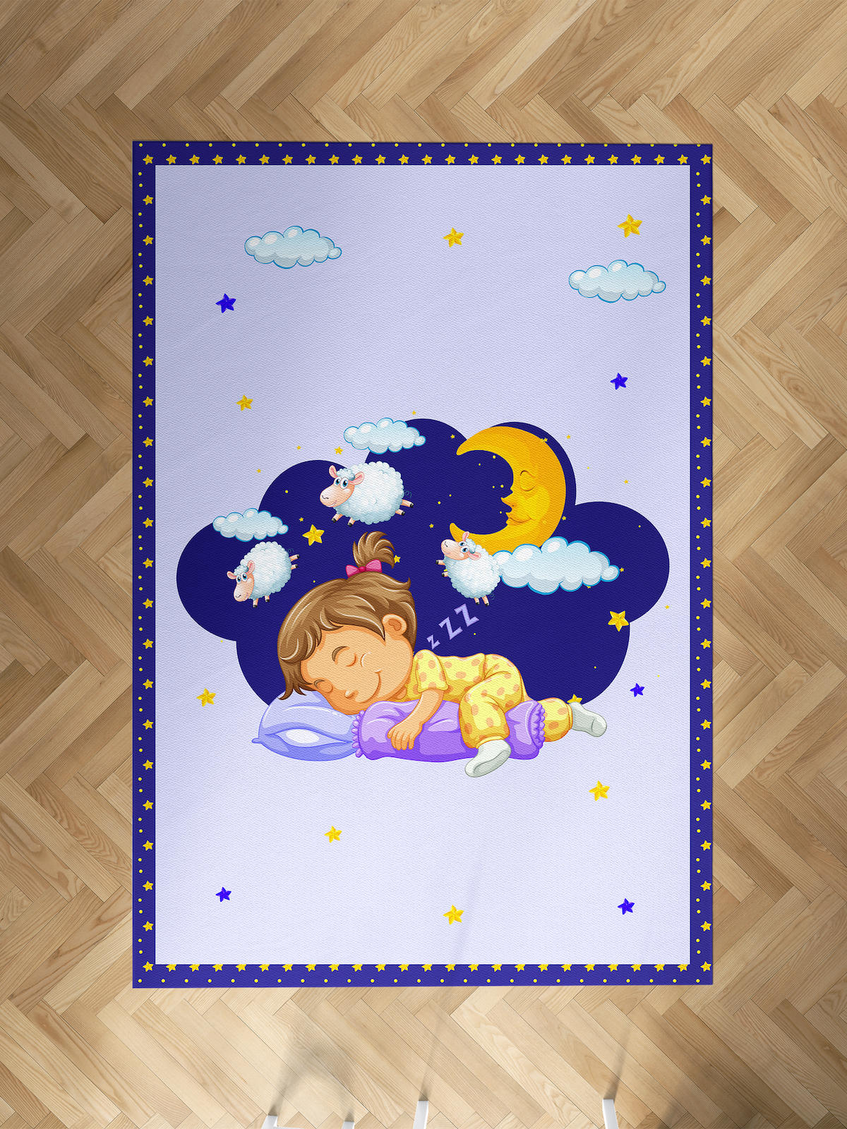 Mekta Home Uyuyan Çocuk Krem 10 mm Antibakteriyel Yıkanabilir İnce Kaymaz Dot Taban Dikdörtgen Makine Dokuma Çocuk Odası Halısı 60x100 cm