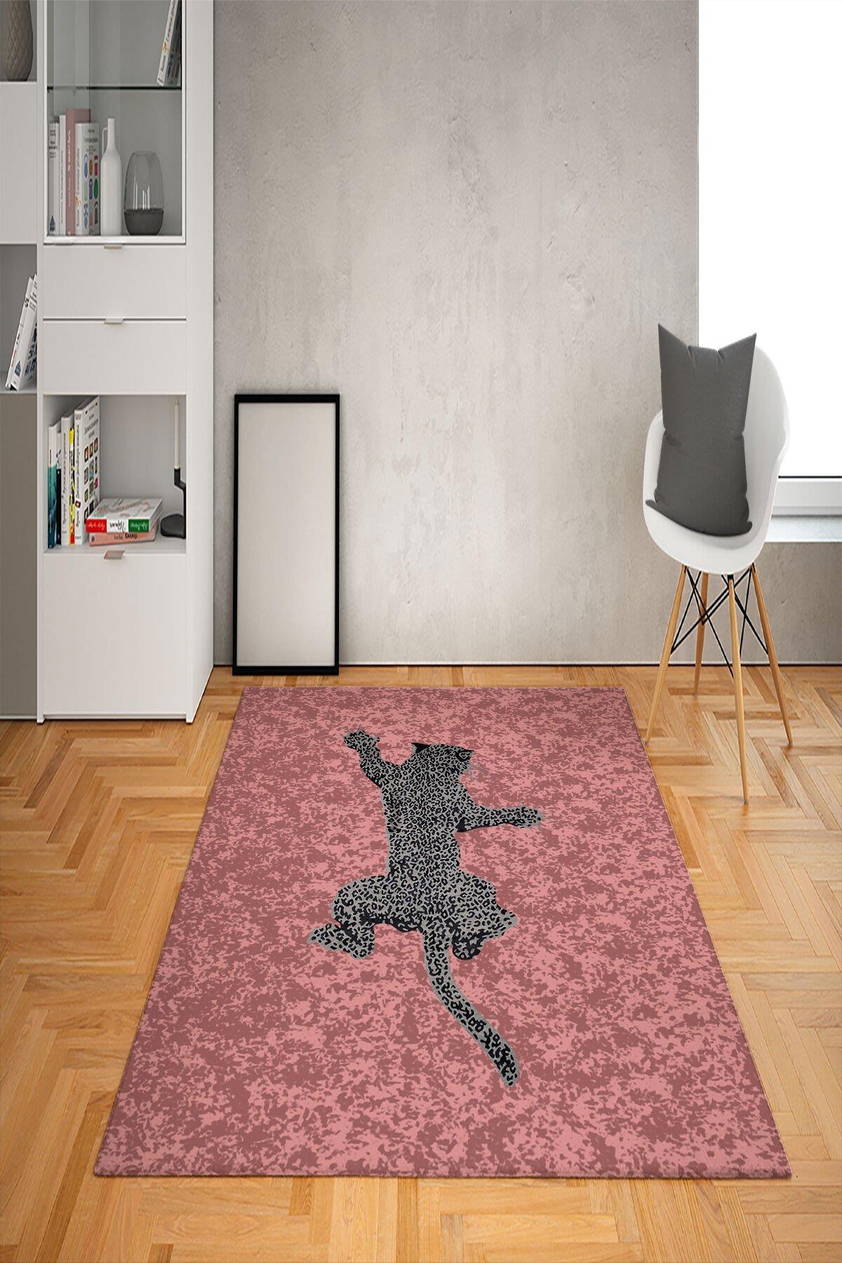 Doruklar Home Collection Çok Renkli 0.7 mm Polyester Yıkanabilir Kaymaz Taban Yazılı Dikdörtgen Makine Dokuma Halı 80x150 cm