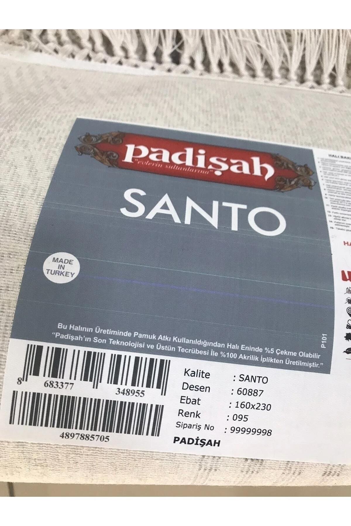 Padişah Santo 60887 Çok Renkli 7 mm Pamuk Yıkanabilir Kalın Kaymaz Lateks Taban Dikdörtgen Makine Dokuma Salon Halısı 160x230 cm