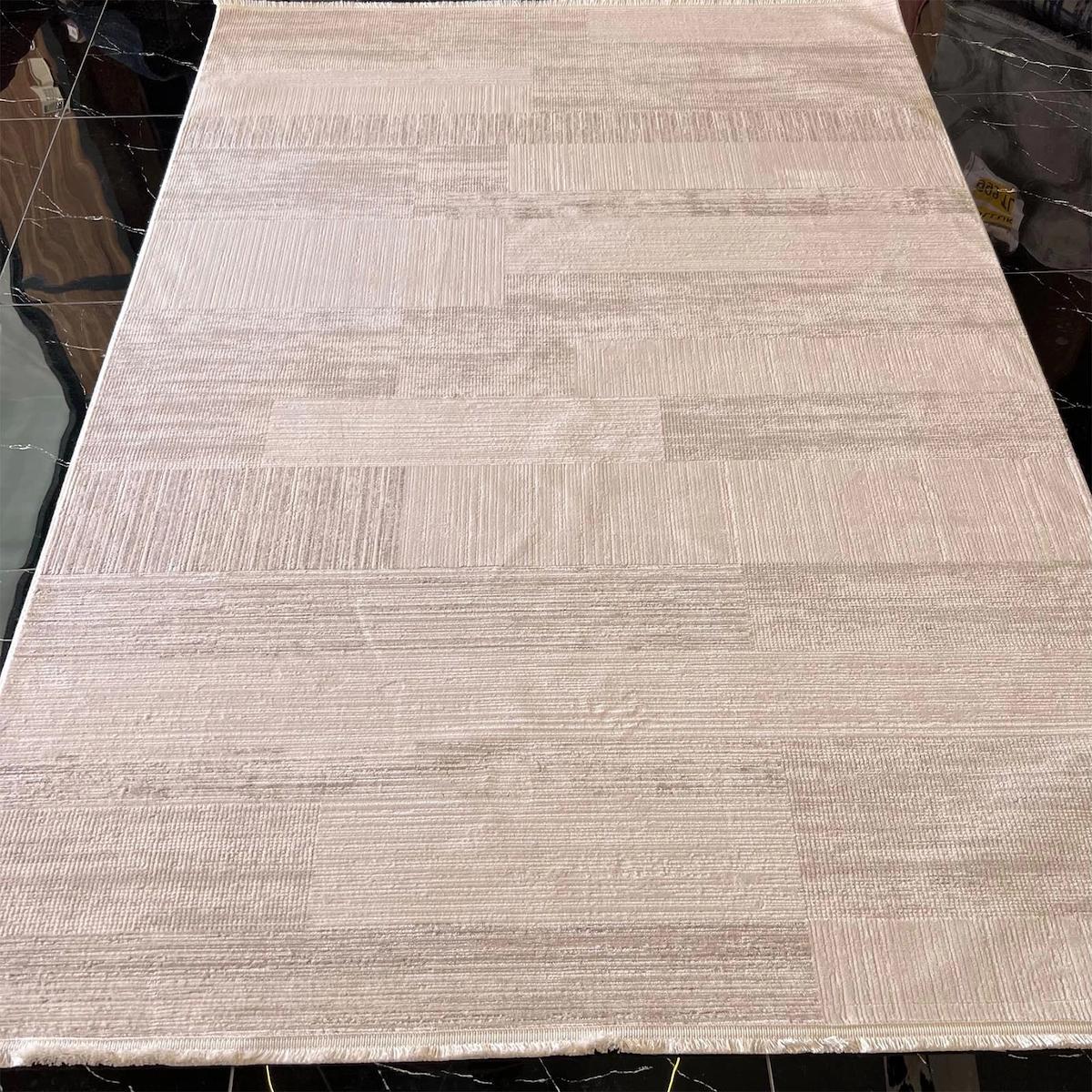 Sanat Halı Mira 3572 Krem 7 mm Pamuk Antibakteriyel Yıkanabilir Kalın Kaymaz Lateks Taban Dikdörtgen Makine Dokuma Salon Halısı 120x200 cm
