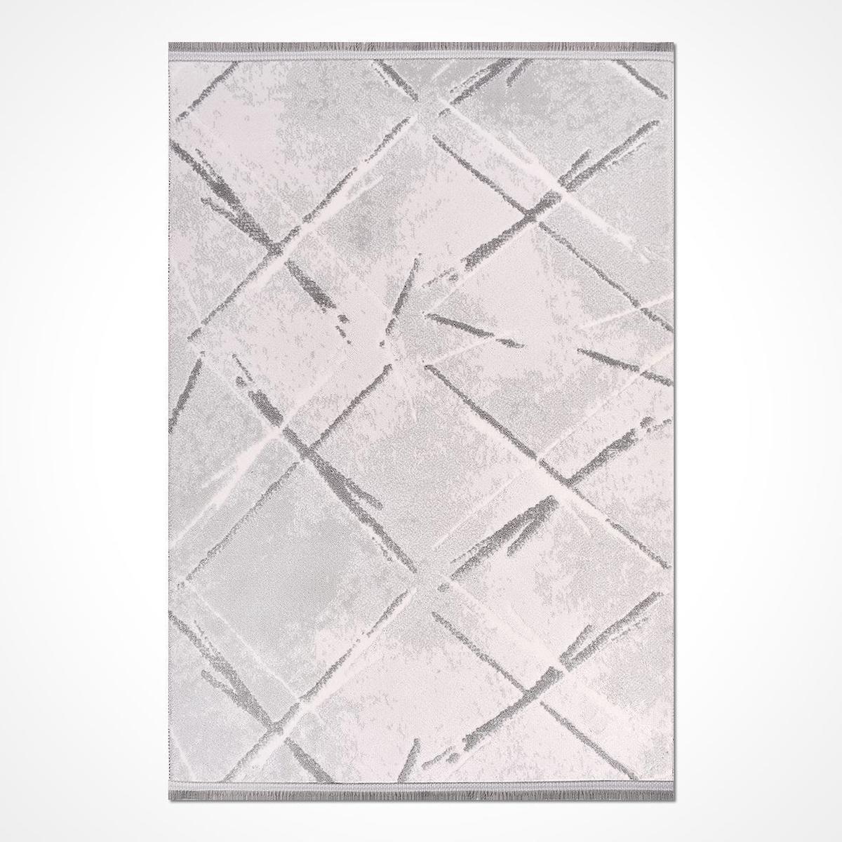 Crea Halı Londra 11558 Krem 10 mm Akrilik Toz Tutmaz Yıkanabilir Orta Soyut Temalı Dikdörtgen Makine Dokuma Salon Halısı 140x400 cm