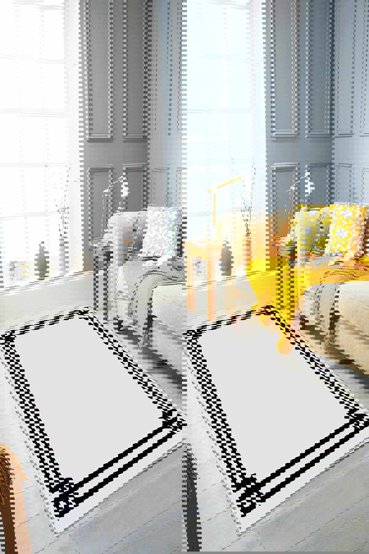Viva Home TL002 Gri 7 mm Mikropolyester Yıkanabilir İnce Kaymaz Jüt Taban Dikdörtgen Makine Dokuma Salon Halısı 100x160 cm
