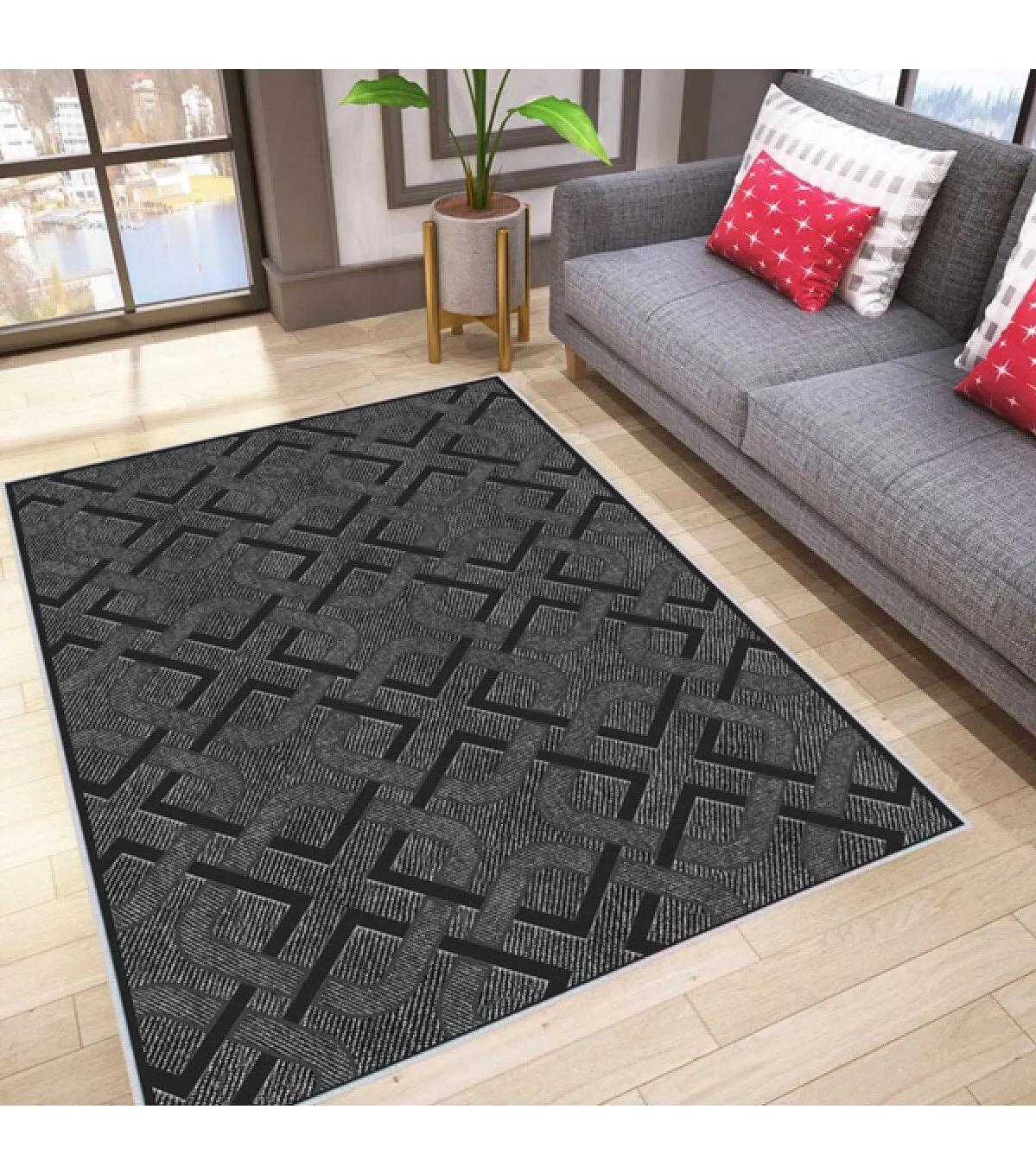 Rovigo Home RVG0030-SD1001 Gri 8 mm Polyester Yıkanabilir Orta Kaymaz Dot Taban Dikdörtgen Makine Dokuma Salon Halısı 160x235 cm