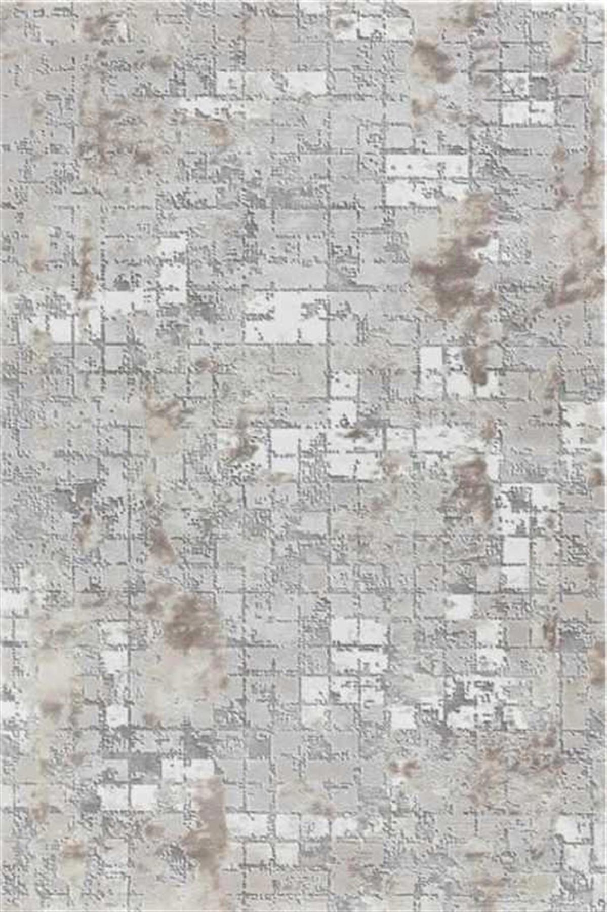 Dinarsu Marmaris MA030 Gri 12 mm Akrilik Silinebilir Yıkanabilir Orta Kaymaz Dikdörtgen Makine Dokuma Oturma Odası Halısı 100x150 cm