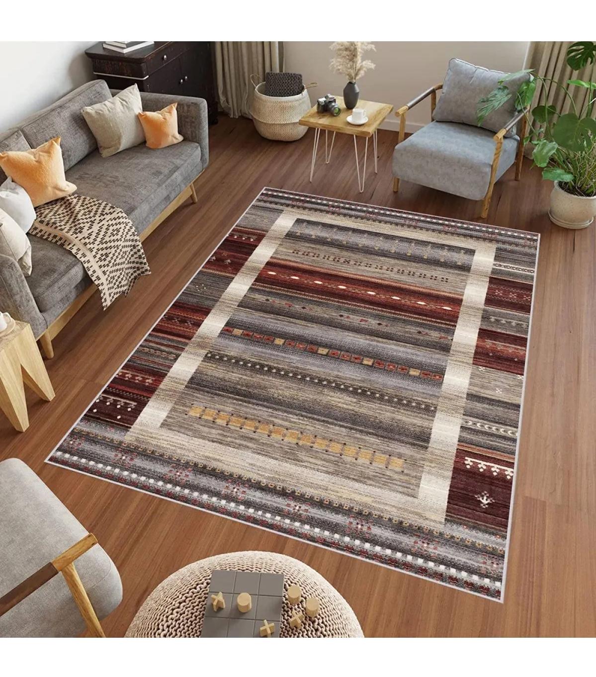 Rovigo Home RVG0457 Çok Renkli 8 mm Polyester Antibakteriyel-Leke Tutmaz-Toz Tutmaz Yıkanabilir İnce Kaymaz Dot Taban Dikdörtgen Makine Dokuma Salon Halısı 200x290 cm