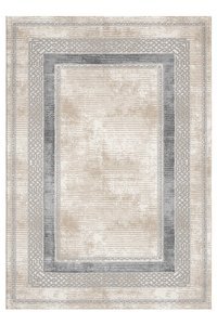 Alpina Home Echo Krem 7 mm Polyester Yıkanabilir İnce Kaymaz Jüt Taban Dikdörtgen Makine Dokuma Salon Halısı 120x180 cm