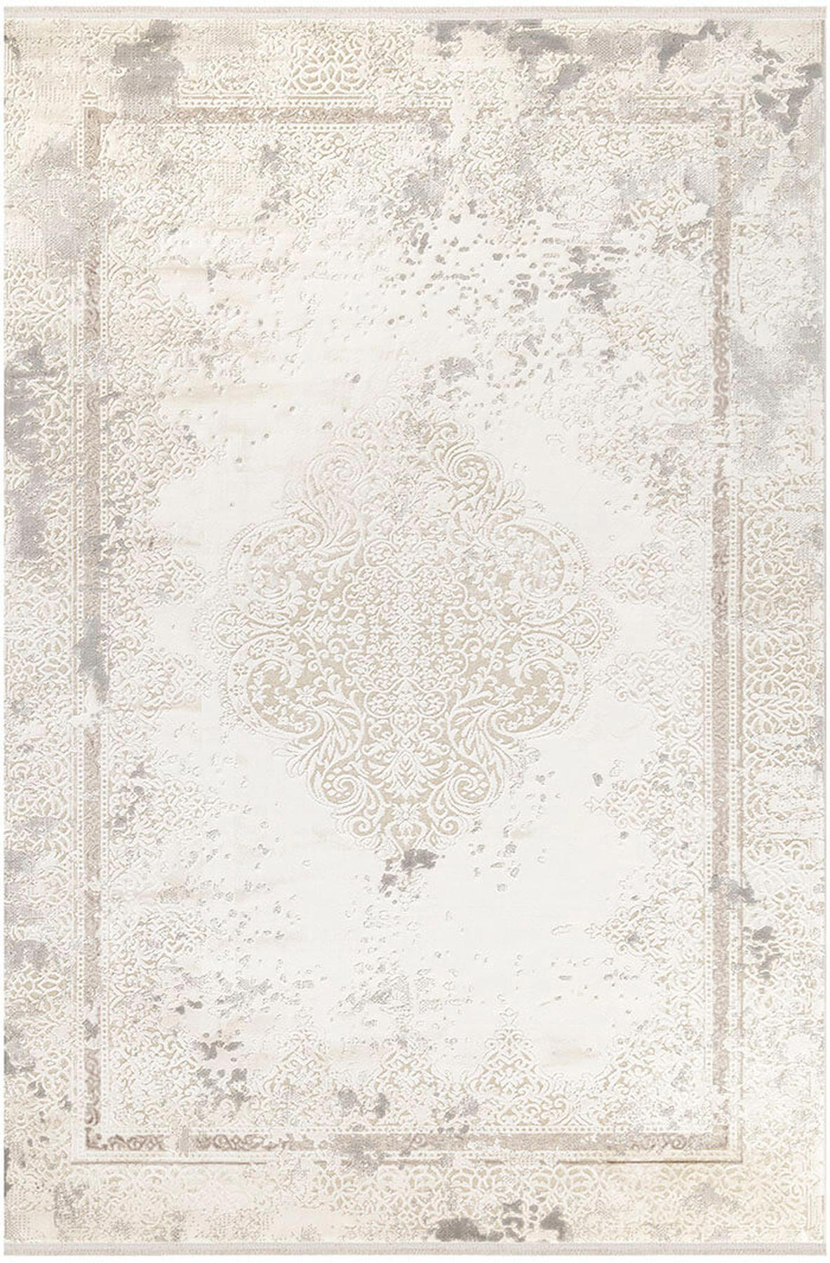 İpek Home Allures 12242 Bej-Kahverengi 8 mm Akrilik Yalıtıma Yardımcı Yıkanabilir Orta Kaymaz Pamuk Taban Dikdörtgen Makine Dokuma Salon Halısı 80x150 cm