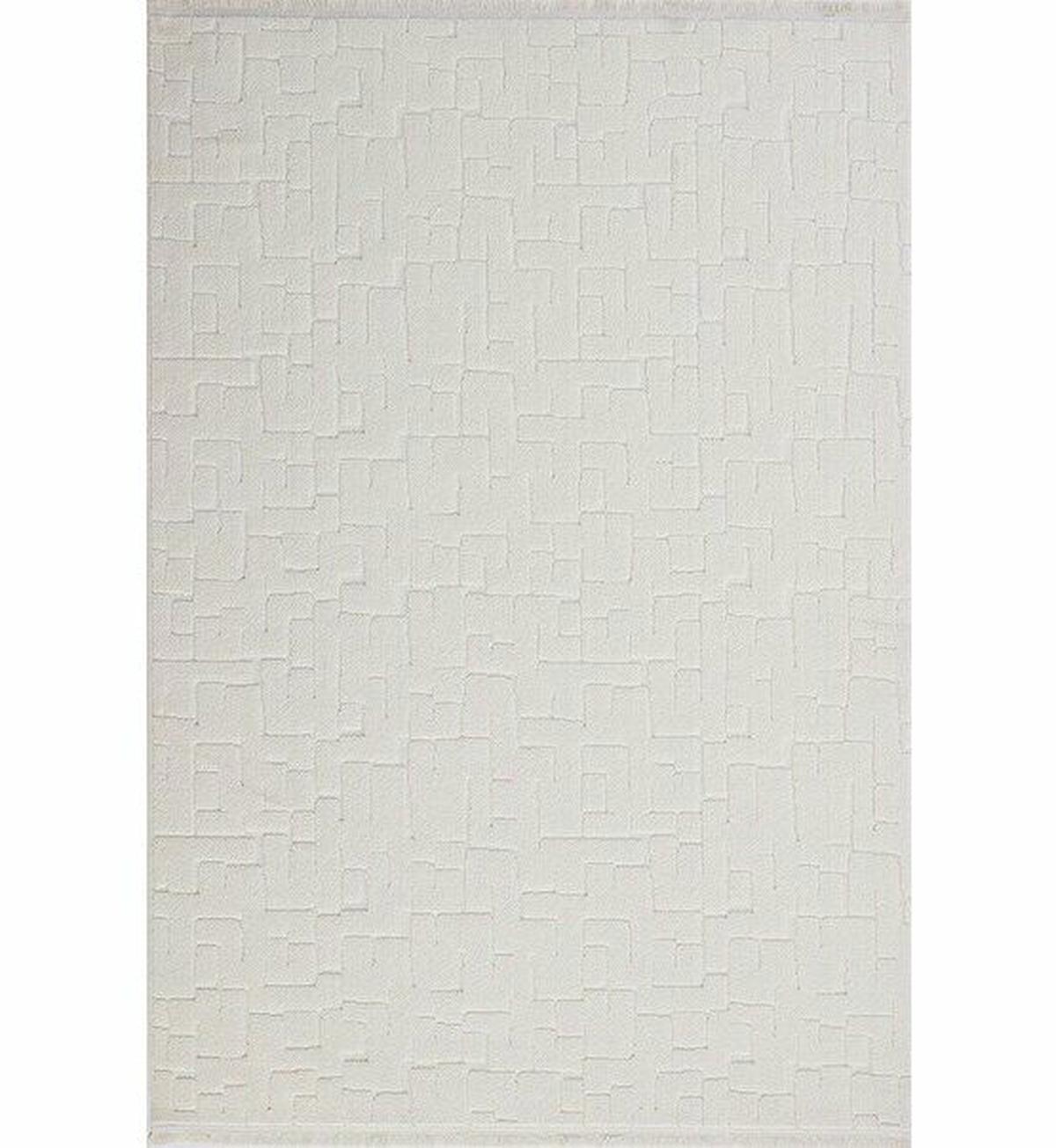 Gümüşsuyu Deco Geo 15866 Krem 10 mm Pamuk-Polyester Toz Tutmaz Yıkanabilir Kalın Kaymaz Dikdörtgen Makine Dokuma Salon Halısı 100x300 cm