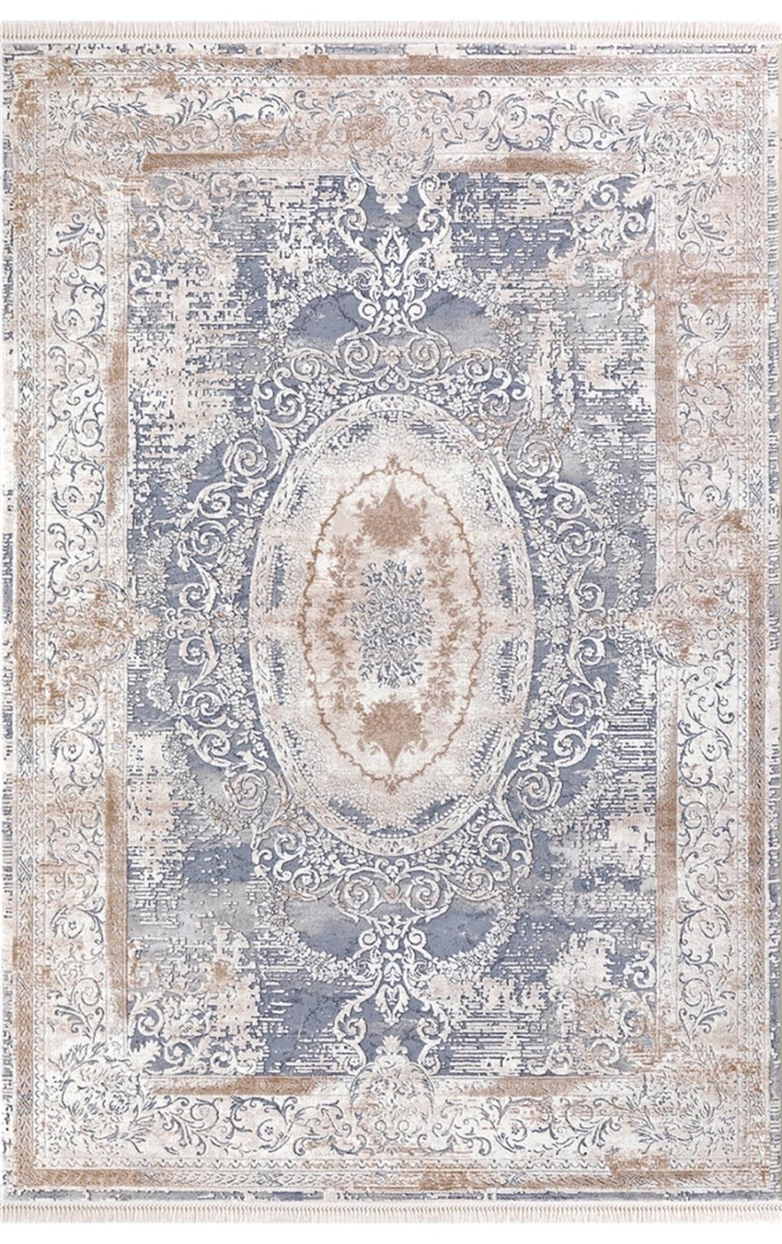 Padişah Santo 31881 Mavi 11 mm Akrilik Yumuşak Yıkanabilir İnce Dikdörtgen Makine Dokuma Salon Halısı 80x500 cm