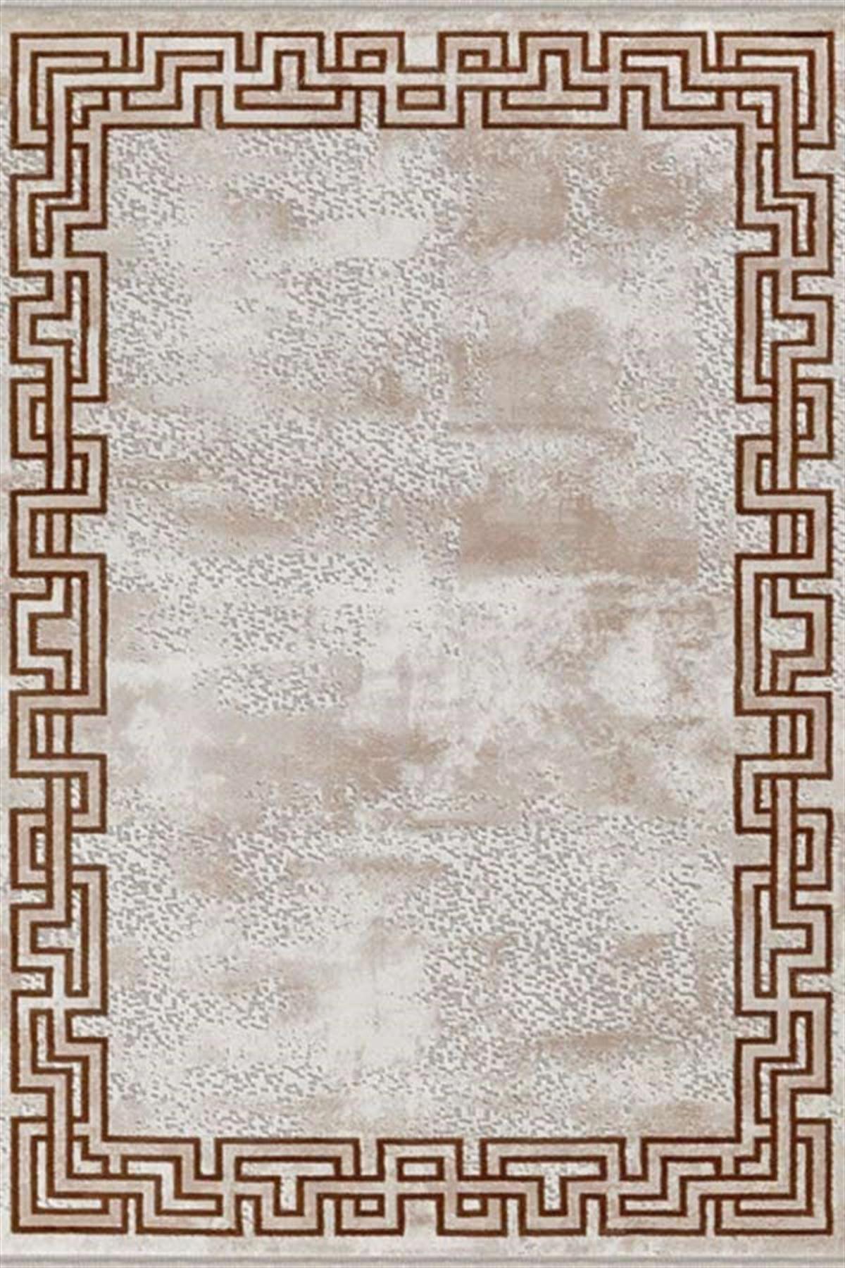 Dinarsu Electra 34219 Kahverengi 11 mm Akrilik Silinebilir Yıkanabilir Orta Kaymaz Dikdörtgen Makine Dokuma Salon Halısı 80x150 cm