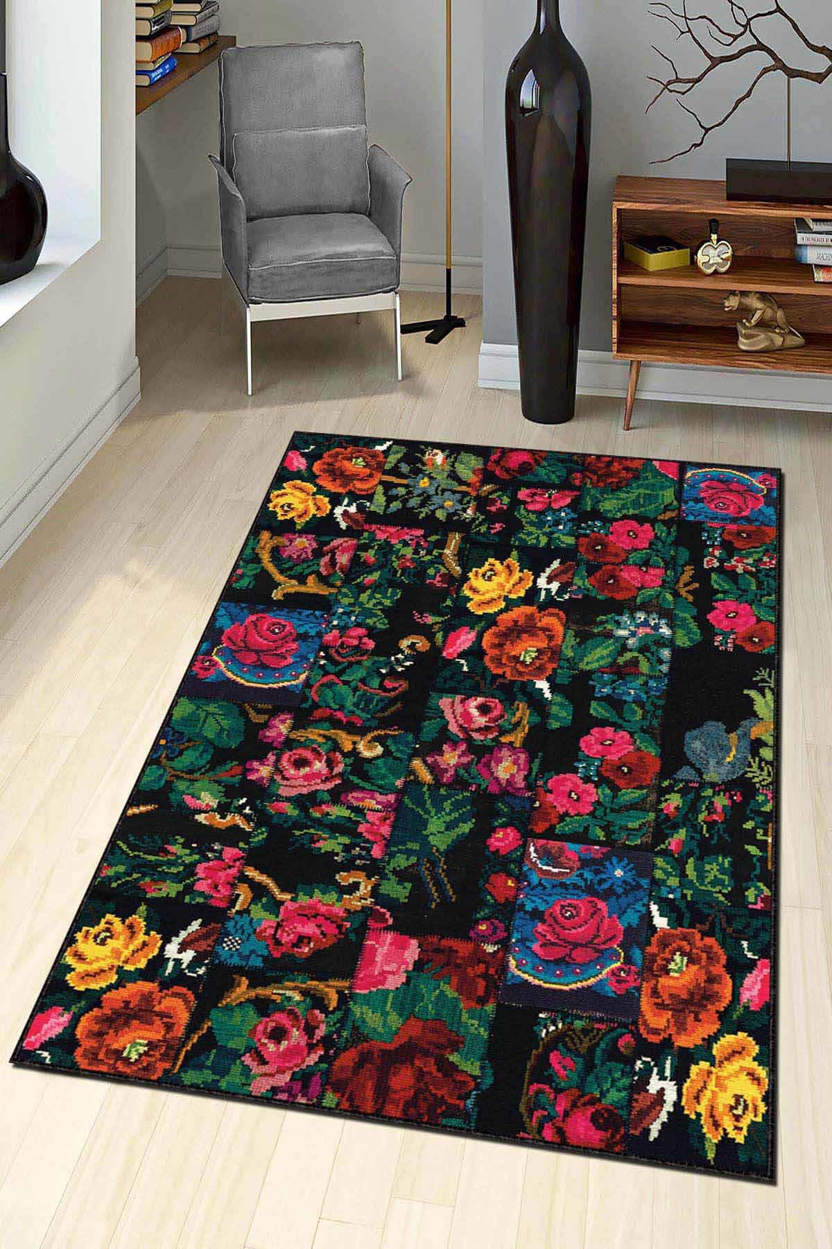 Viva Home AR1065 Krem 7 mm Mikropolyester Toz Tutmaz Yıkanabilir İnce Kaymaz Lateks Taban Dikdörtgen Makine Dokuma Halı 120x180 cm