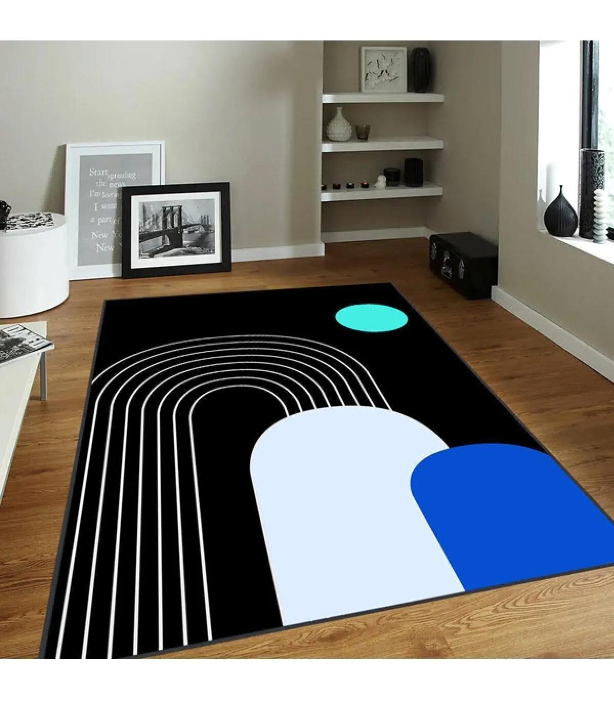 Rovigo Home RVG0089-SD935 Çok Renkli 8 mm Polyester Yıkanabilir Orta Kaymaz Dot Taban Dikdörtgen Makine Dokuma Salon Halısı 120x180 cm