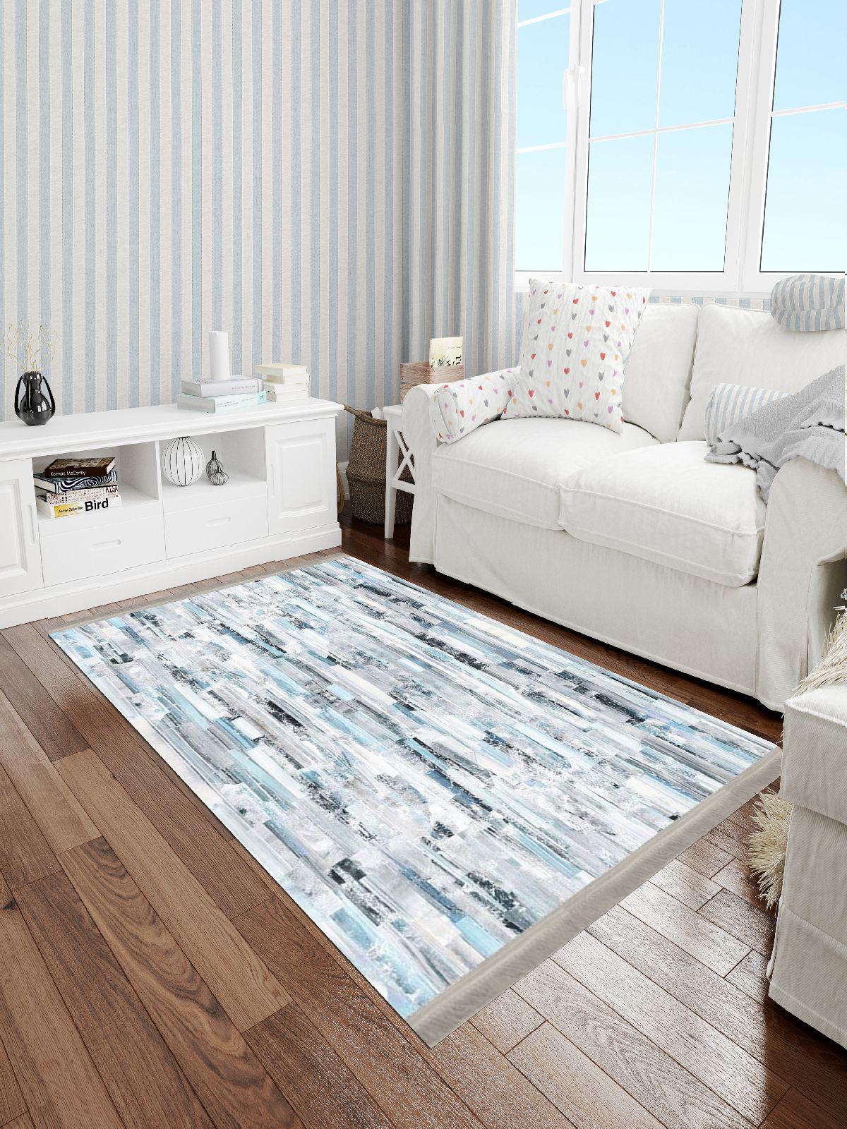 Enbe Collection E-PS6046A Krem 5 mm Pamuk Antibakteriyel Yıkanabilir Orta Kaymaz Dot Taban Dikdörtgen Makine Dokuma Oturma Odası Halısı 80x140 cm