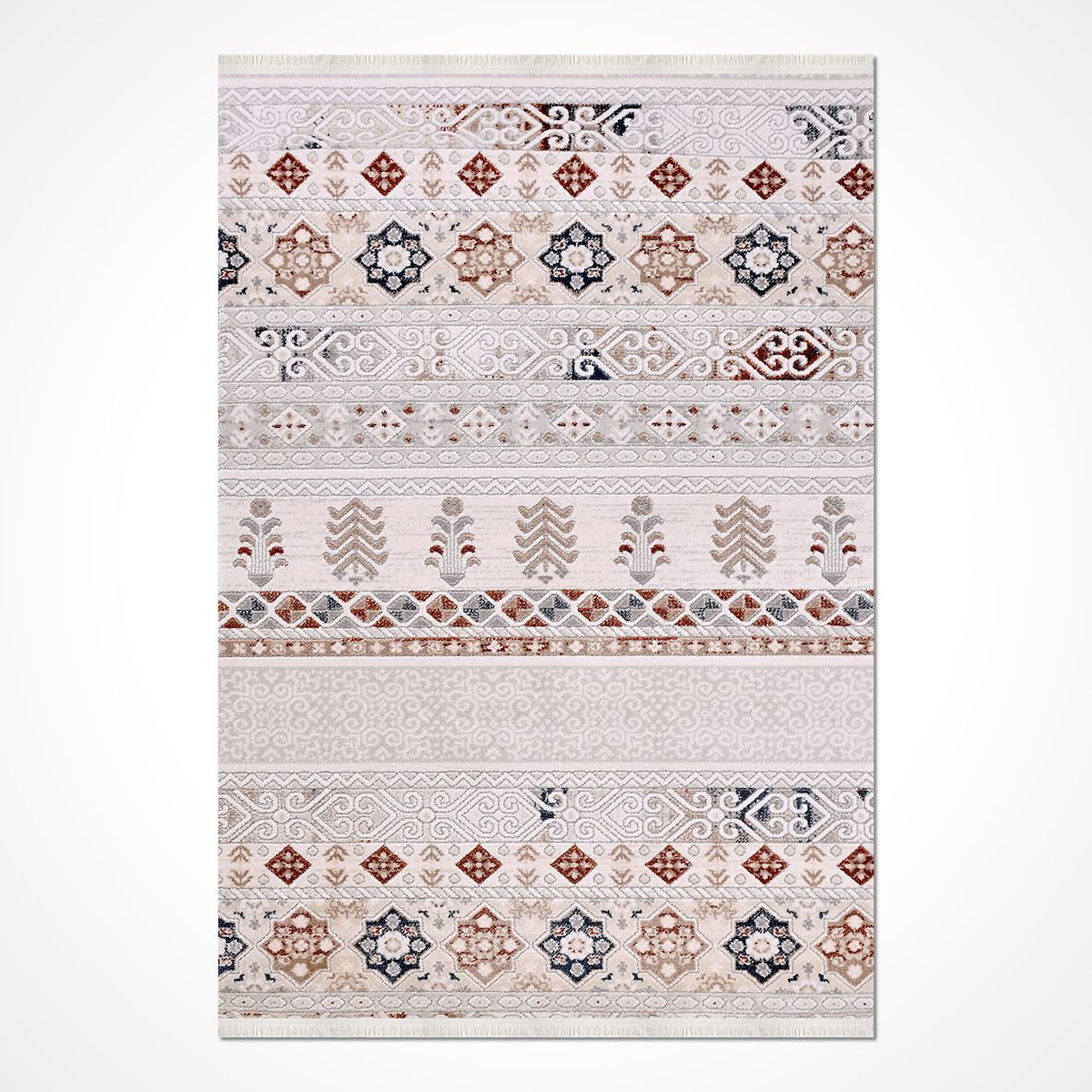 Crea Halı Victoria 1903AK Krem 7 mm Akrilik Yıkanabilir Orta Dikdörtgen Makine Dokuma Salon Halısı 80x150 cm