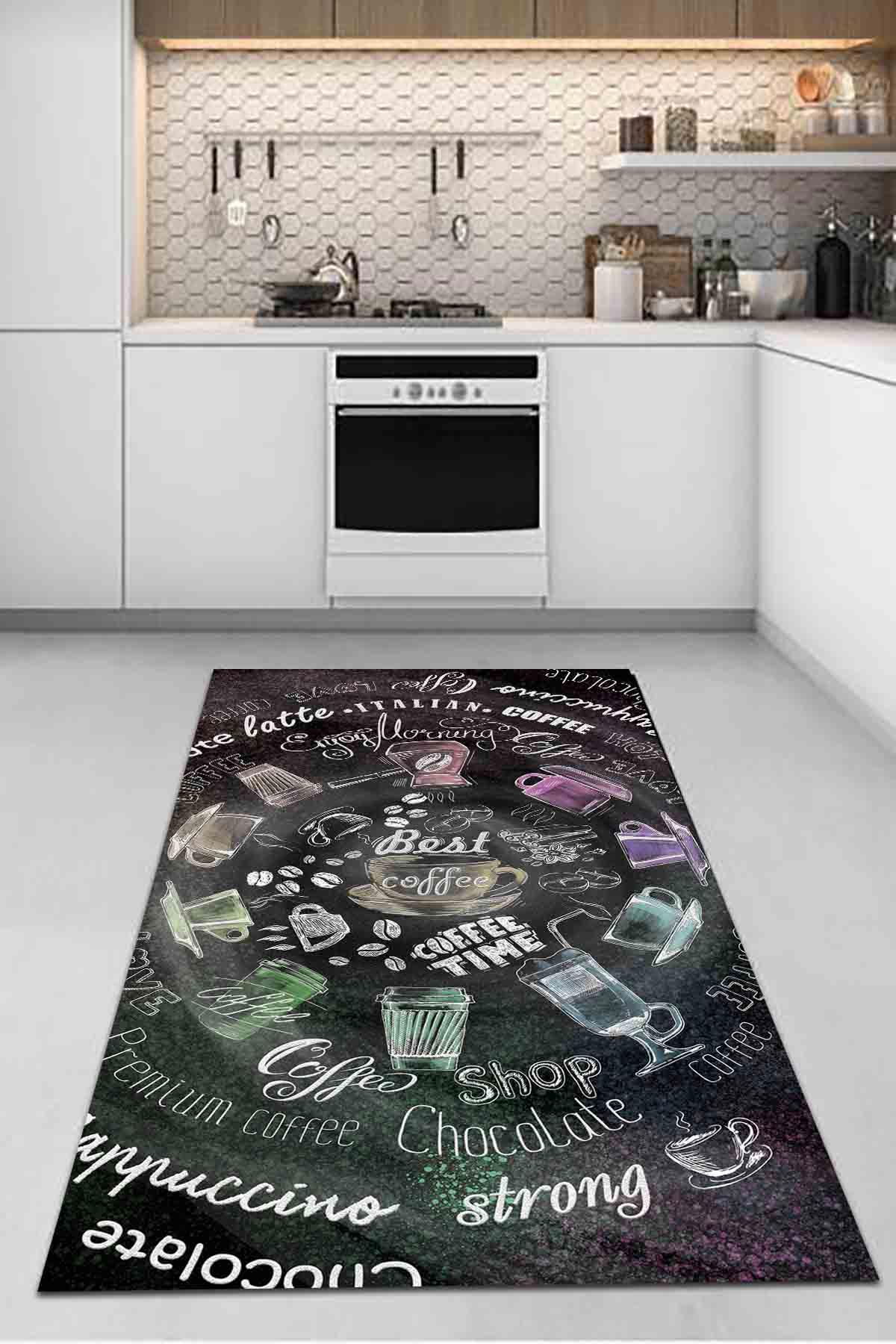 Latte Dizayn Rita Krem 0.5 mm Pamuk Antibakteriyel Yıkanabilir İnce Kaymaz Lateks Taban Dikdörtgen Makine Dokuma Salon Halısı 80x150 cm