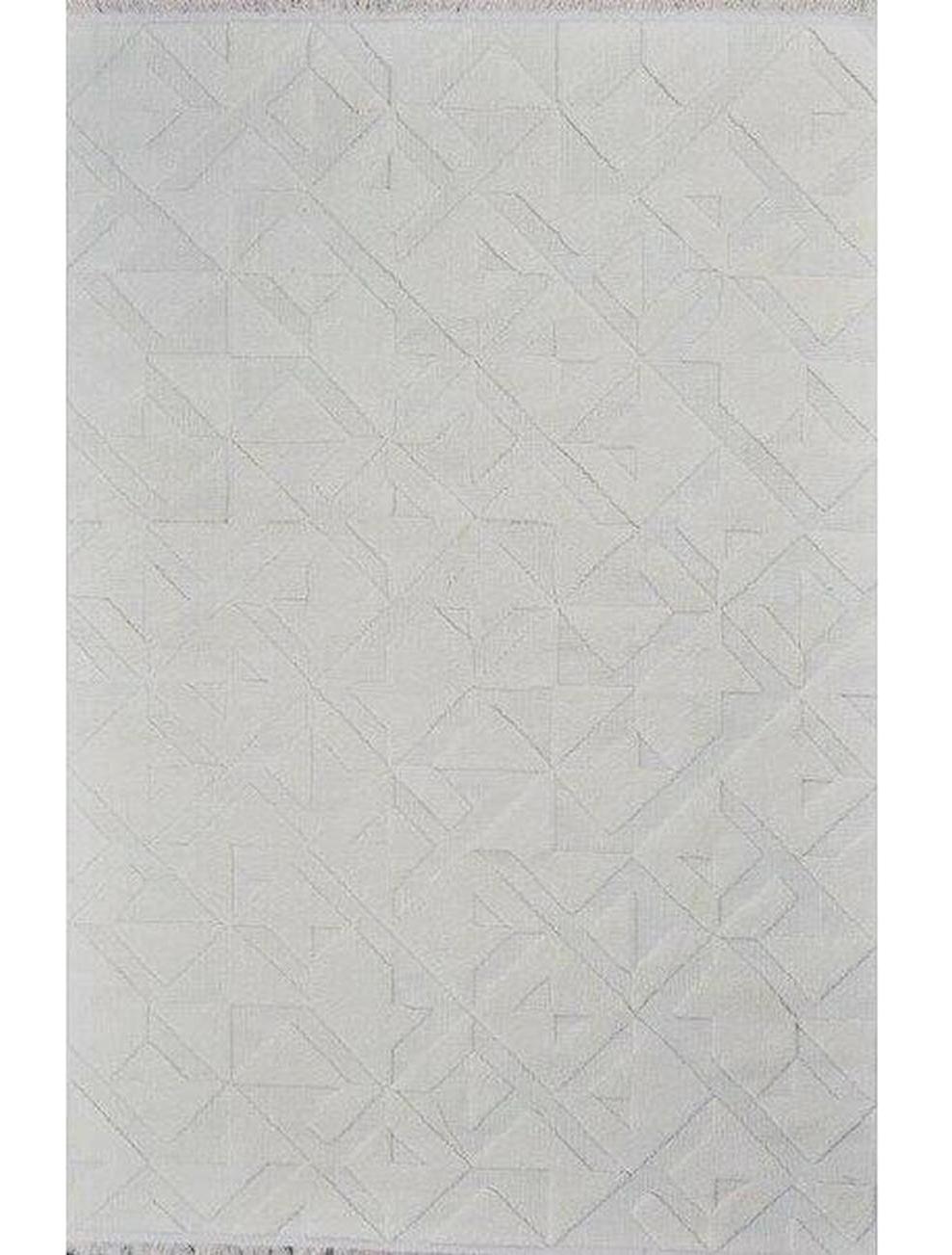 Gümüşsuyu Deco Geo 15869 Krem 10 mm Pamuk-Polyester Toz Tutmaz Yıkanabilir Kalın Kaymaz Geometrik Dikdörtgen Makine Dokuma Salon Halısı 120x180 cm
