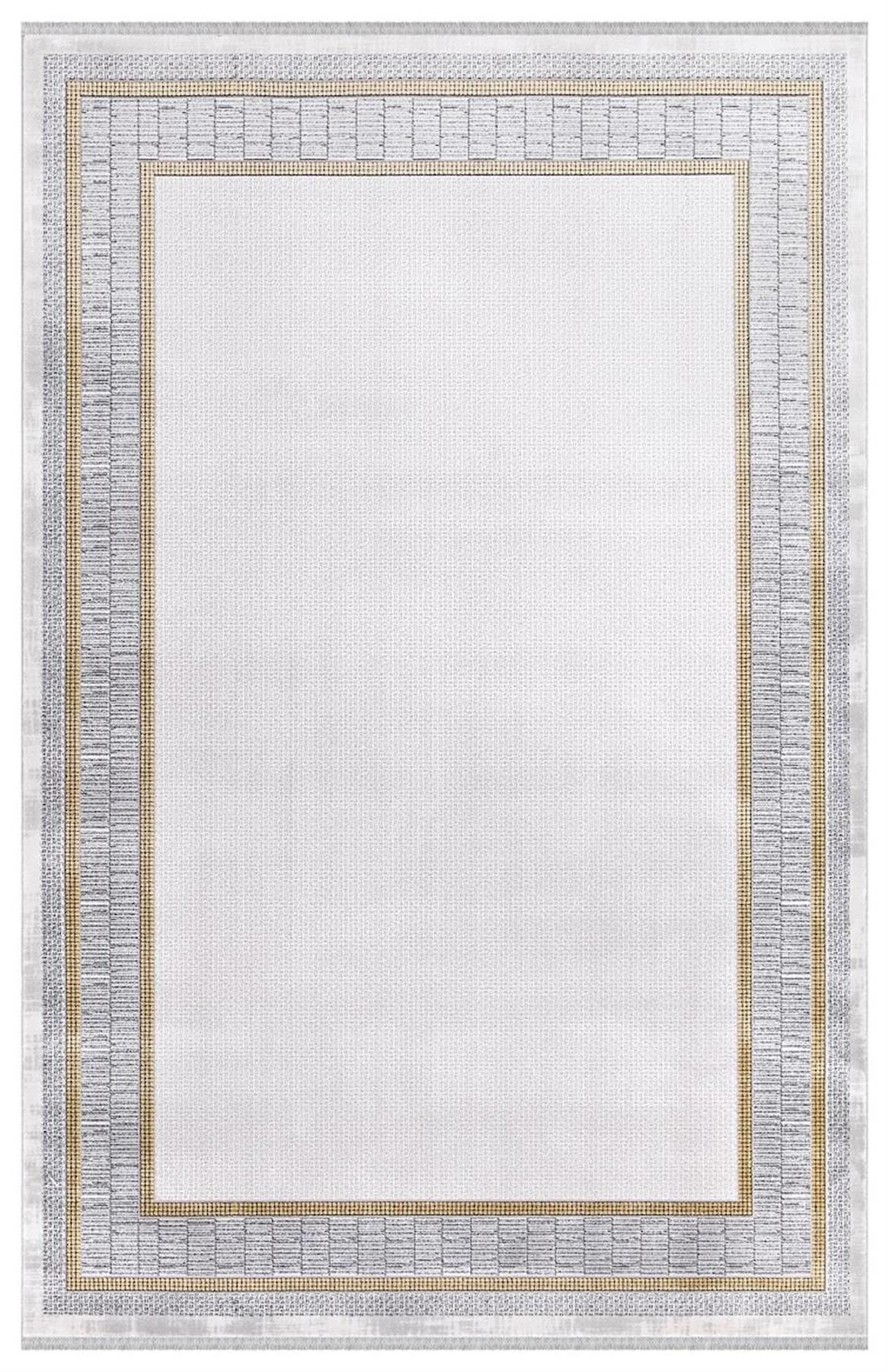 İpek Mekik Halı Roxanne 17165 Gri 8 mm Akrilik Yıkanabilir İnce Kaymaz Pamuk Taban Dikdörtgen Makine Dokuma Antre-Çocuk Odası-Salon-Yatak Odası Halısı 180x350 cm
