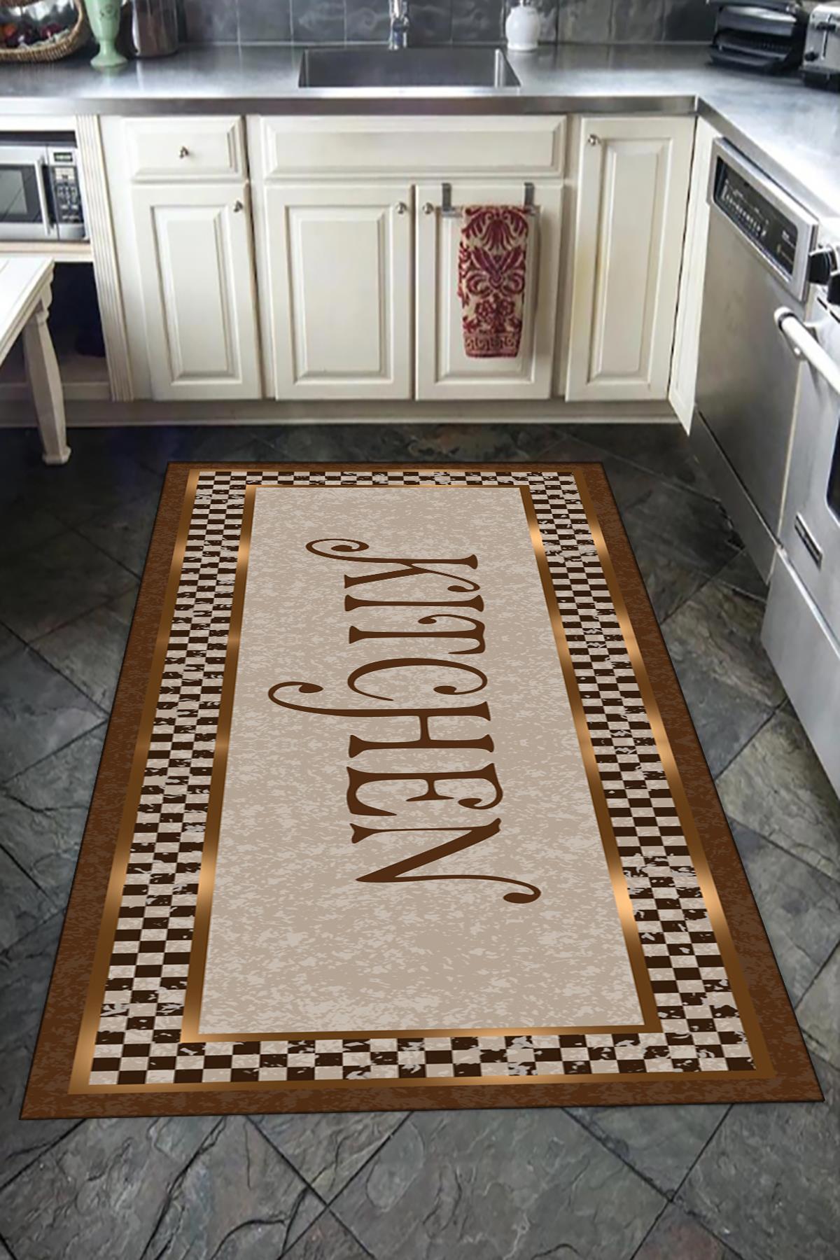 Doruklar Home Collection Bej-Kahverengi 0.7 mm Polyester Yıkanabilir Kaymaz Taban Dikdörtgen Makine Dokuma Halı 160x230 cm