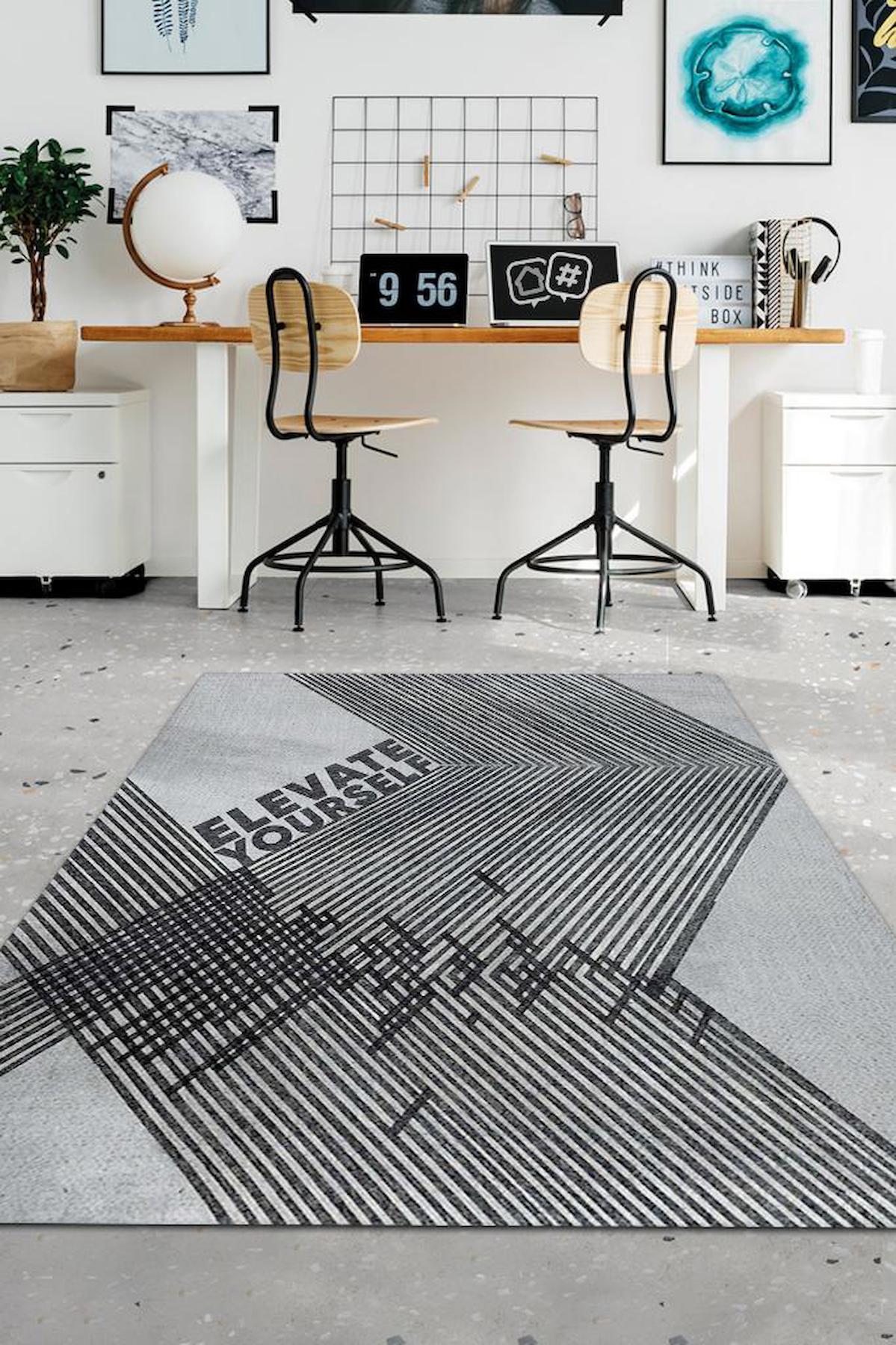 Homshtag Kendini Yükselt Krem 4 mm Pamuk Antistatik Yıkanabilir İnce Kaymaz Dikdörtgen Makine Dokuma Çalışma Odası Halısı 80x180 cm