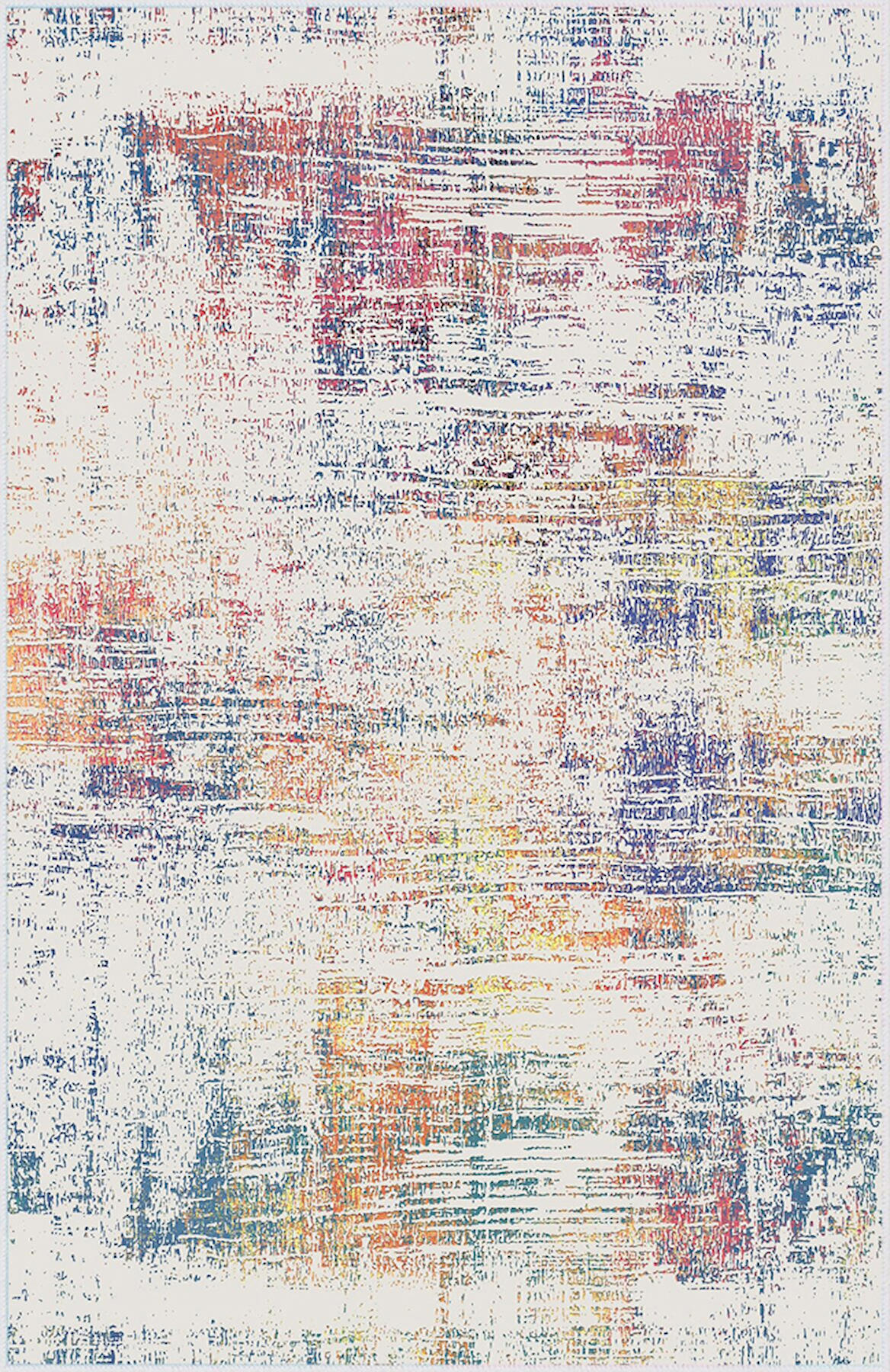 Rovigo Home RVG0551 Çok Renkli 8 mm Polyester Antibakteriyel-Leke Tutmaz-Toz Tutmaz Yıkanabilir İnce Kaymaz Dot Taban Dikdörtgen Makine Dokuma Salon Halısı 140x200 cm