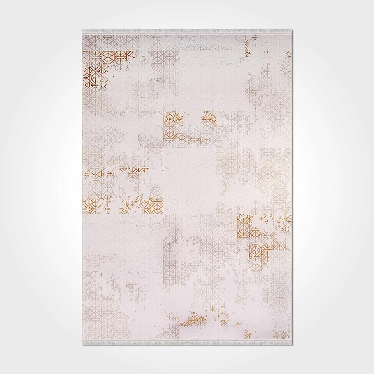 Crea Halı Argilla 15907K Krem 10 mm Akrilik Antibakteriyel Yıkanabilir Orta Geometrik Dikdörtgen Makine Dokuma Salon Halısı 80x200 cm