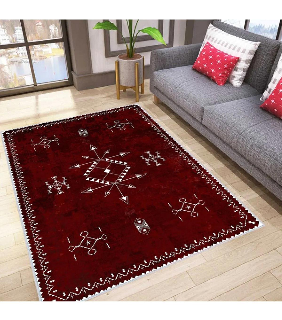 Rovigo Home RVG0187-SD962 Krem 8 mm Polyester Yıkanabilir Orta Kaymaz Dot Taban Dikdörtgen Makine Dokuma Salon Halısı 80x150 cm