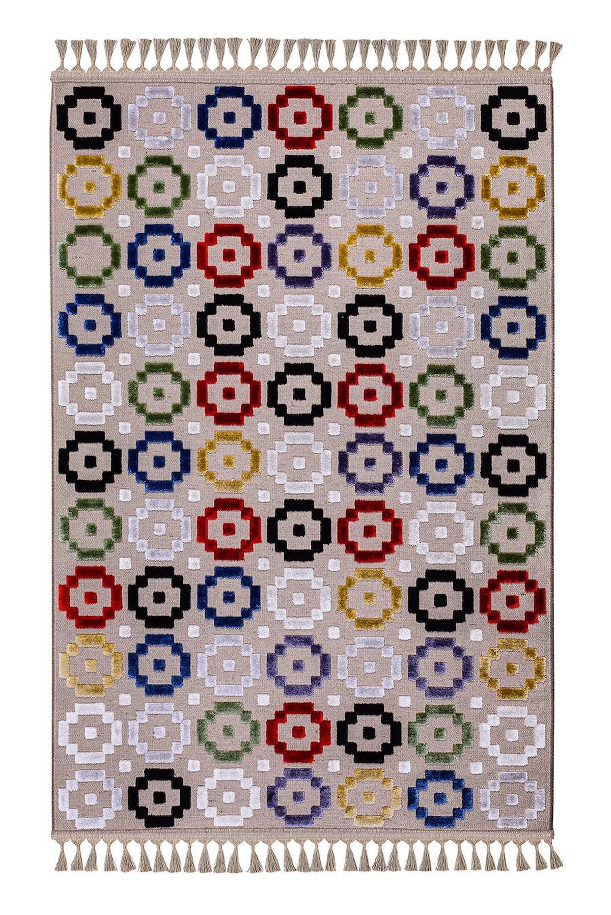 Kreasyon Halı Jutt 9238 Vizon 3 mm Akrilik Yalıtıma Yardımcı Yıkanabilir İnce Kaymaz Pamuk Taban Geometrik Dikdörtgen Makine Dokuma Salon Halısı 80x150 cm