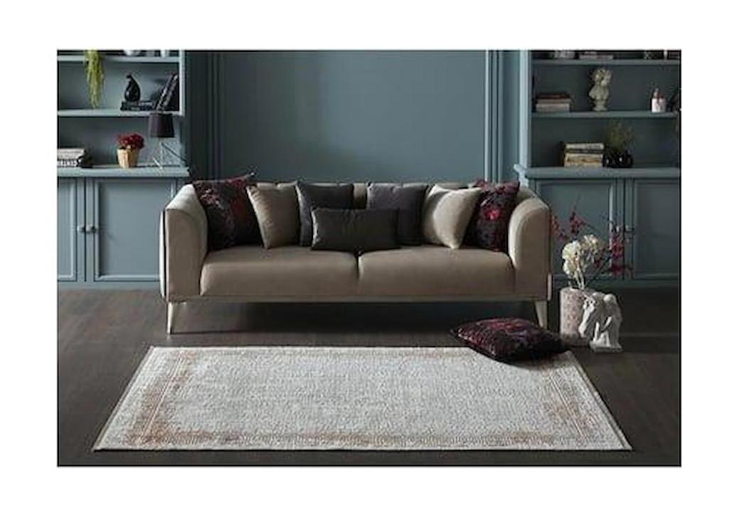 Gümüşsuyu Novastyle 13639 Mavi 6 mm Akrilik Antibakteriyel Yıkanabilir İnce Kaymaz Dikdörtgen Makine Dokuma Salon Halısı 80x500 cm