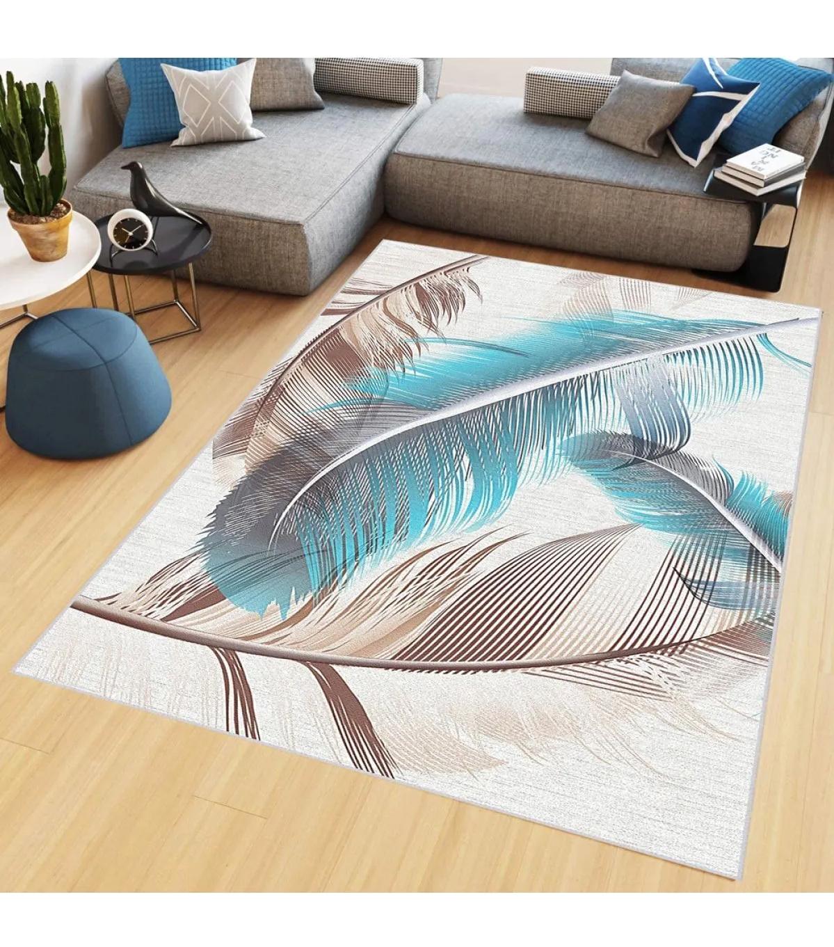 Rovigo Home RVG0449 Çok Renkli 8 mm Polyester Antibakteriyel-Leke Tutmaz-Toz Tutmaz Yıkanabilir İnce Kaymaz Dot Taban Dikdörtgen Makine Dokuma Salon Halısı 140x200 cm